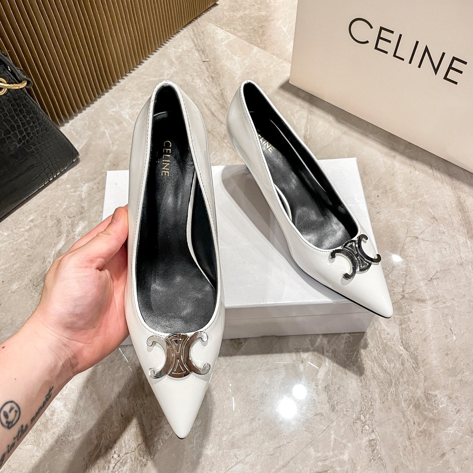 Celine Calfskin Leather Pointed Toe Heels