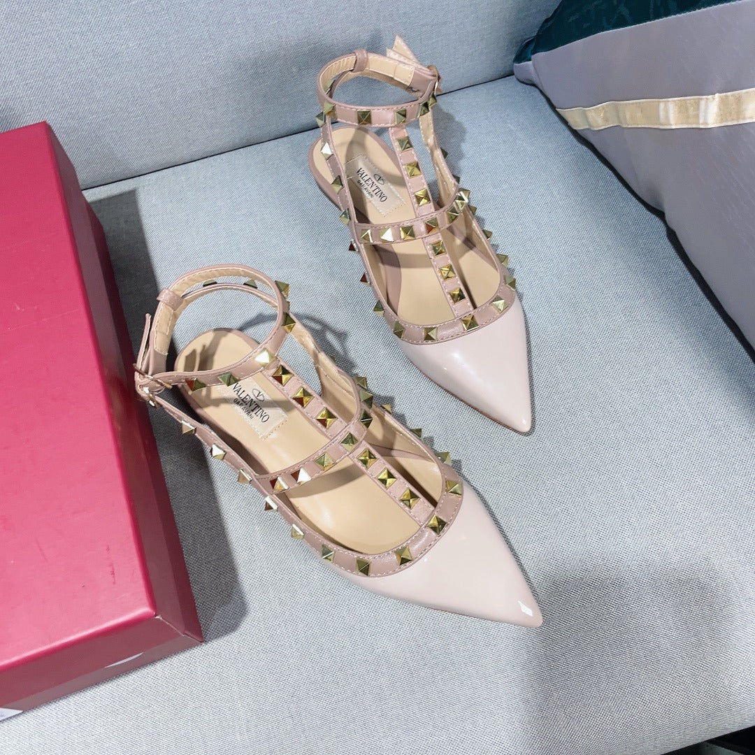 Valentino Lambskin Leather Pointed Toe Sandals