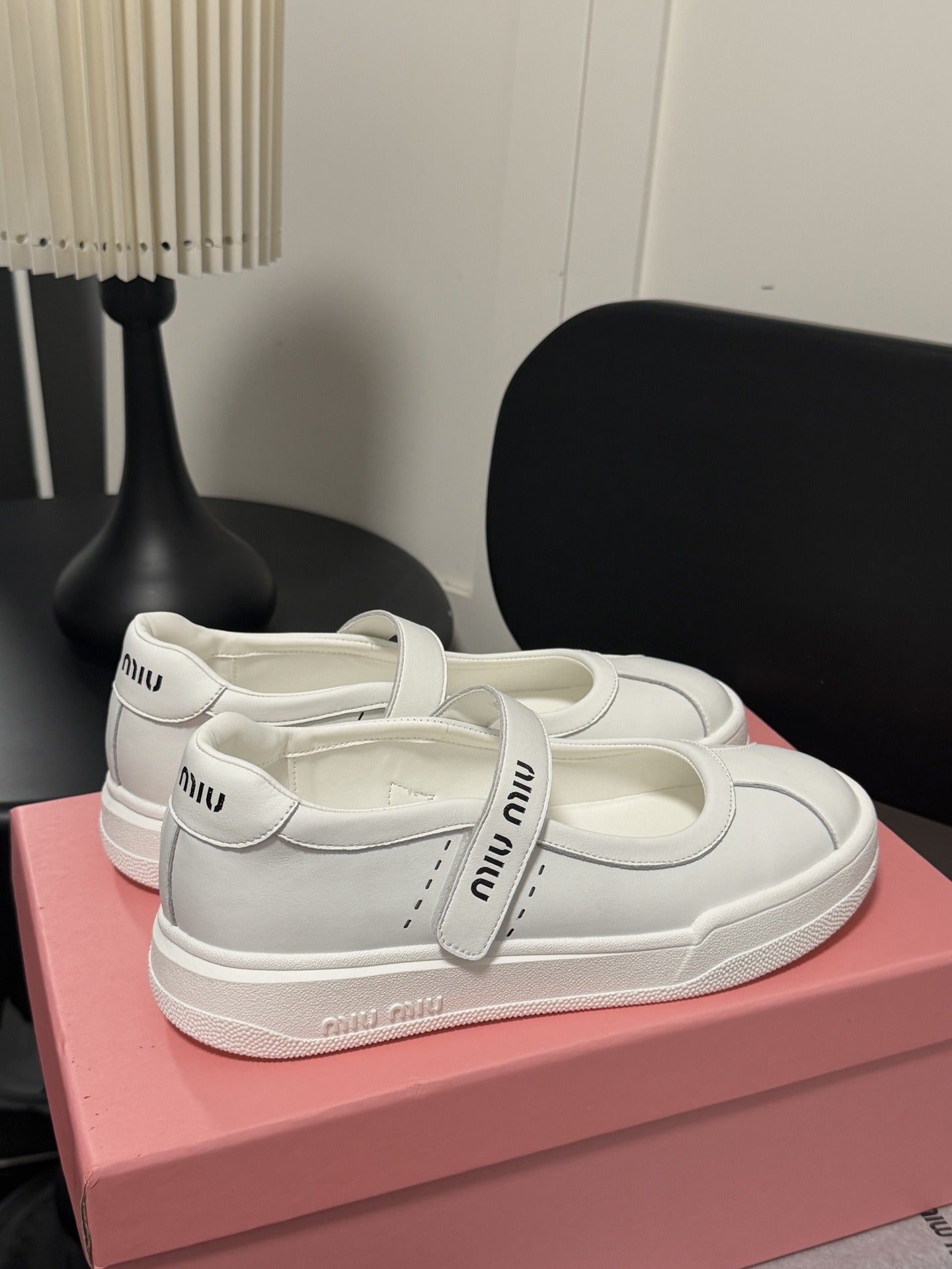 Miu Miu White Leather Logo Sneakers