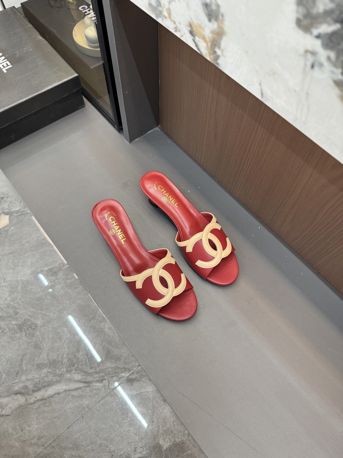 Chanel Lambskin Leather Openwork Slides