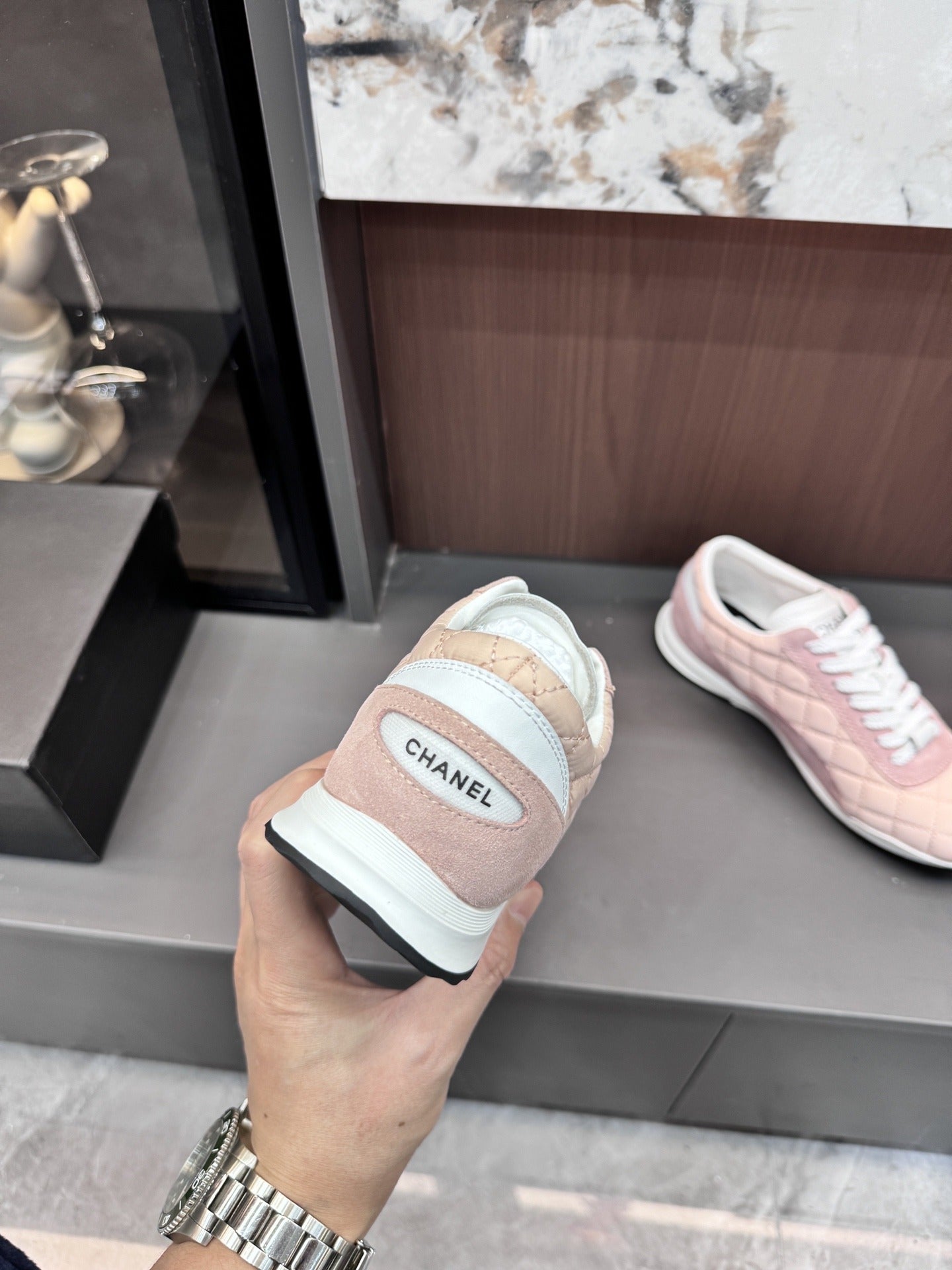 Chanel Black Lambskin Leather Logo Sneakers