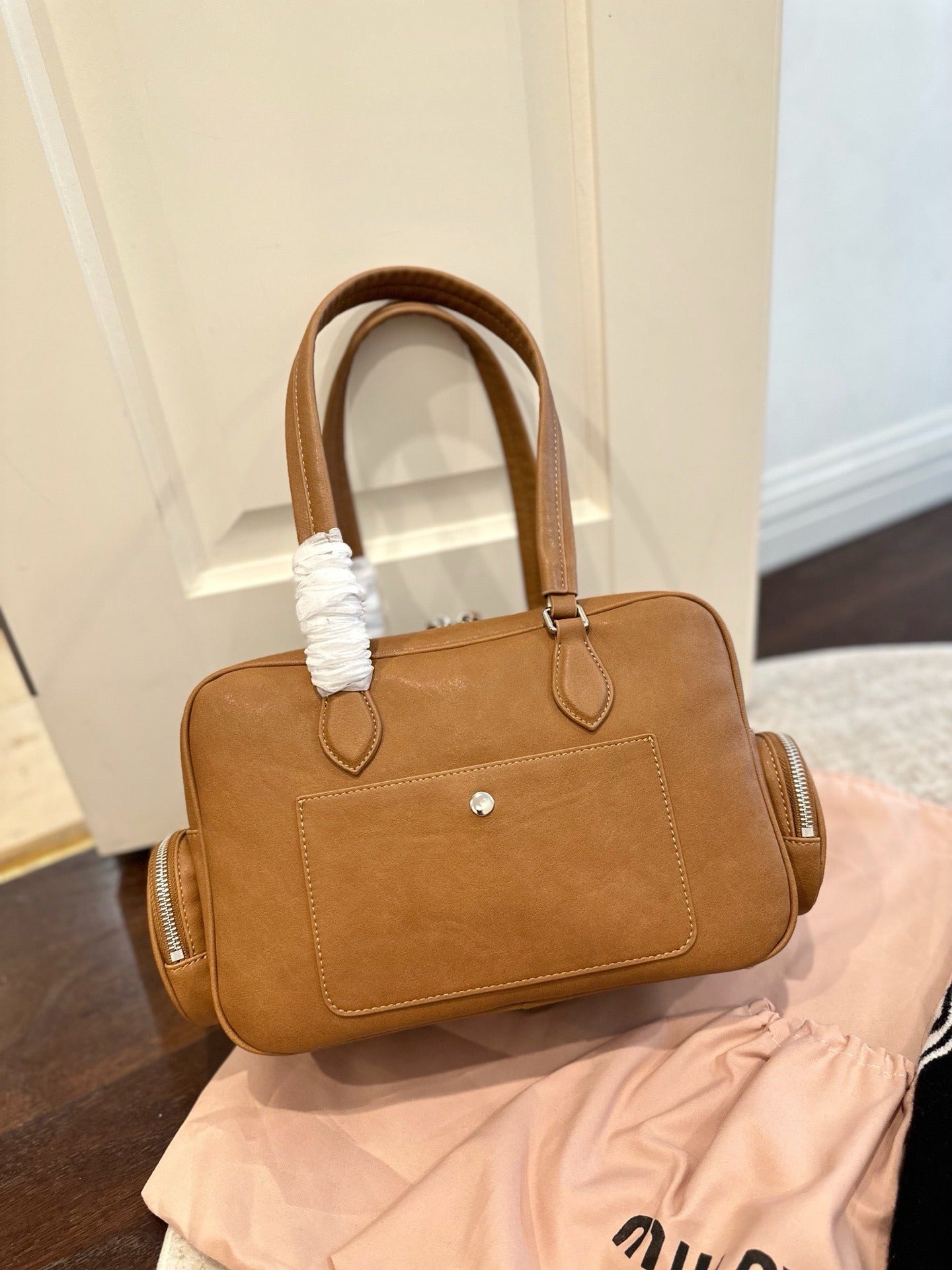 Miu Miu Lambskin Leather & Cotton Crossbody Bag