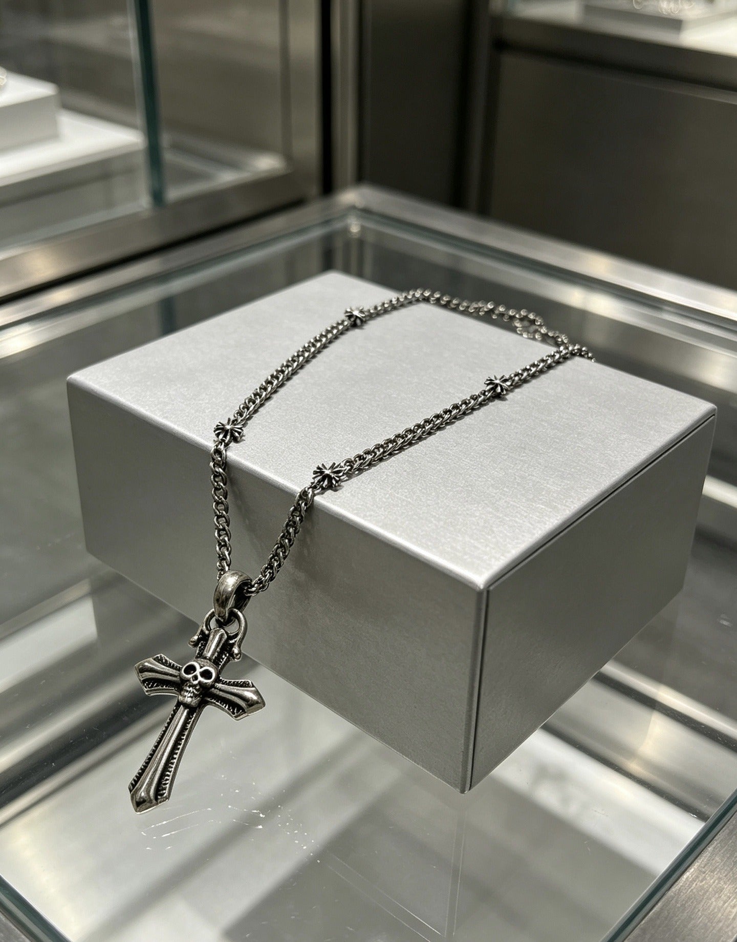Chrome Hearts Sterling Silver Cross Necklace