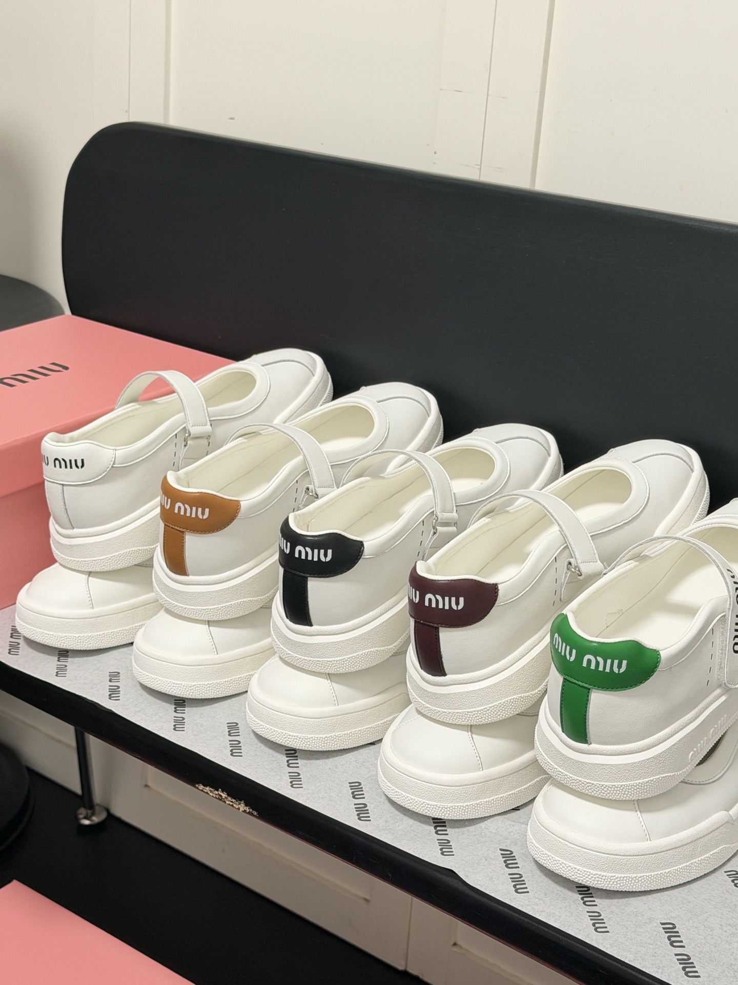 Miu Miu White Leather Logo Sneakers