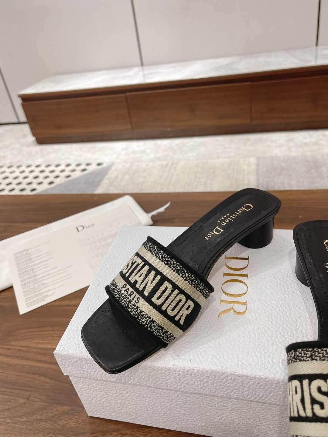 Dior Cotton & Leather Slides