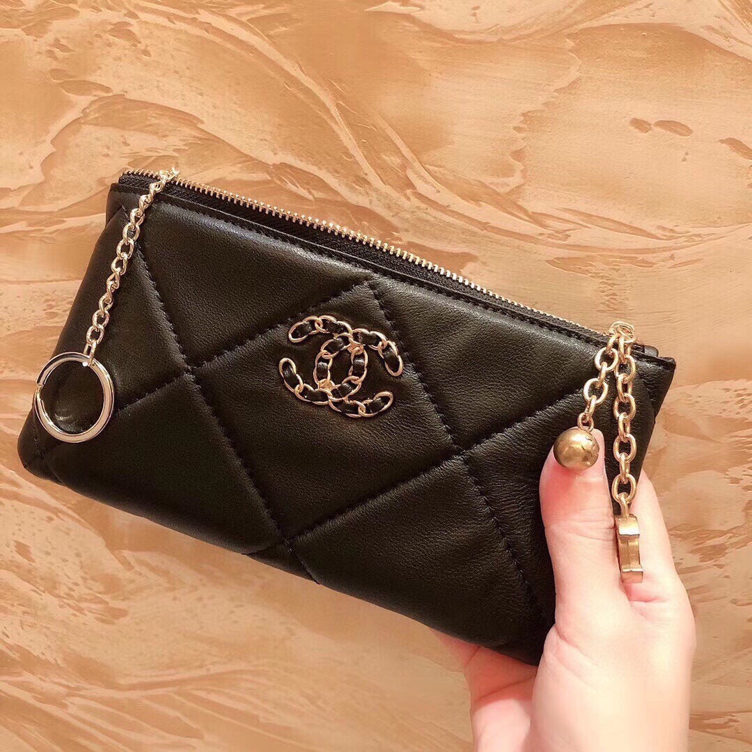 Chanel Black Lambskin Leather Wallet