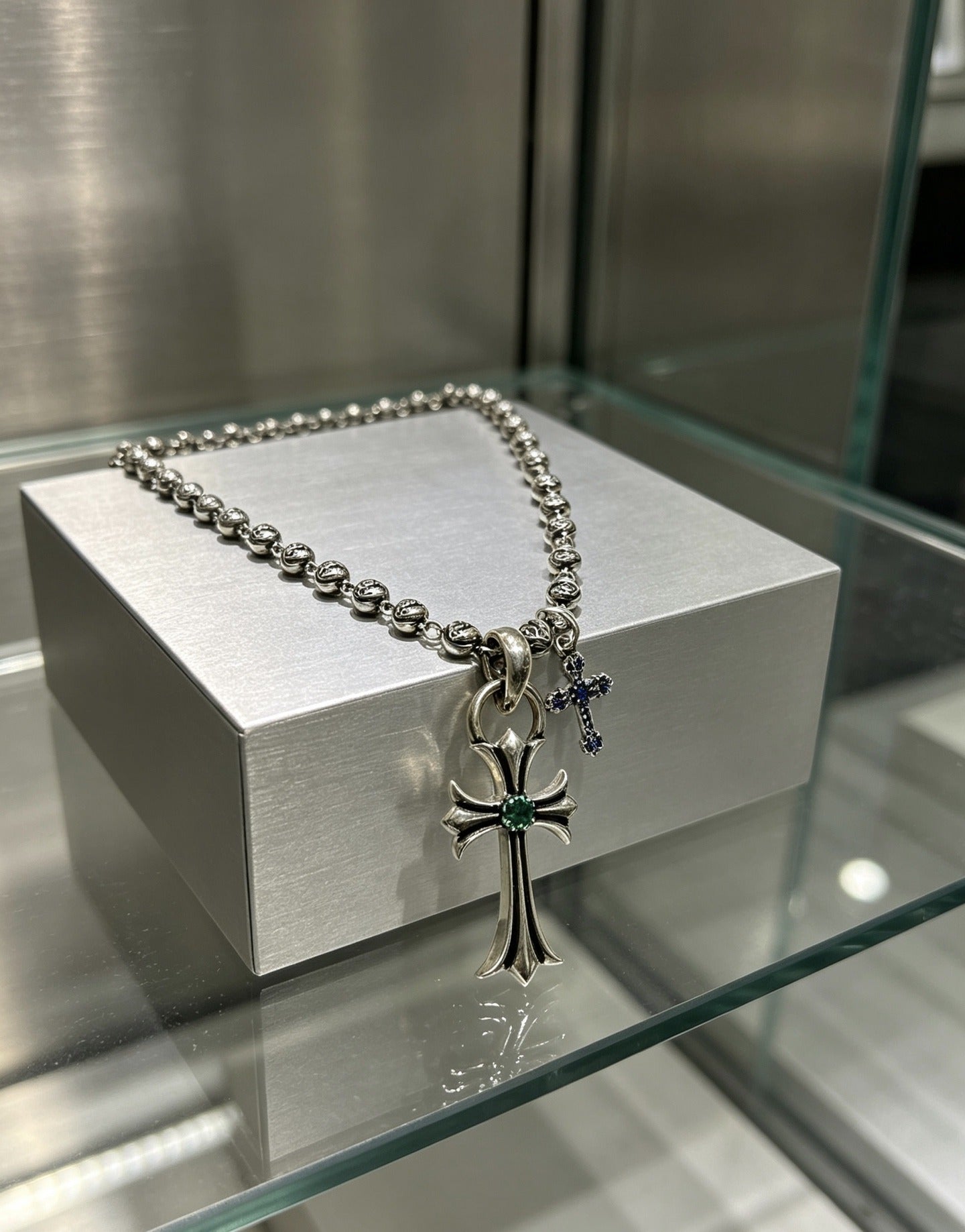 Chrome Hearts Sterling Silver Cross Necklace