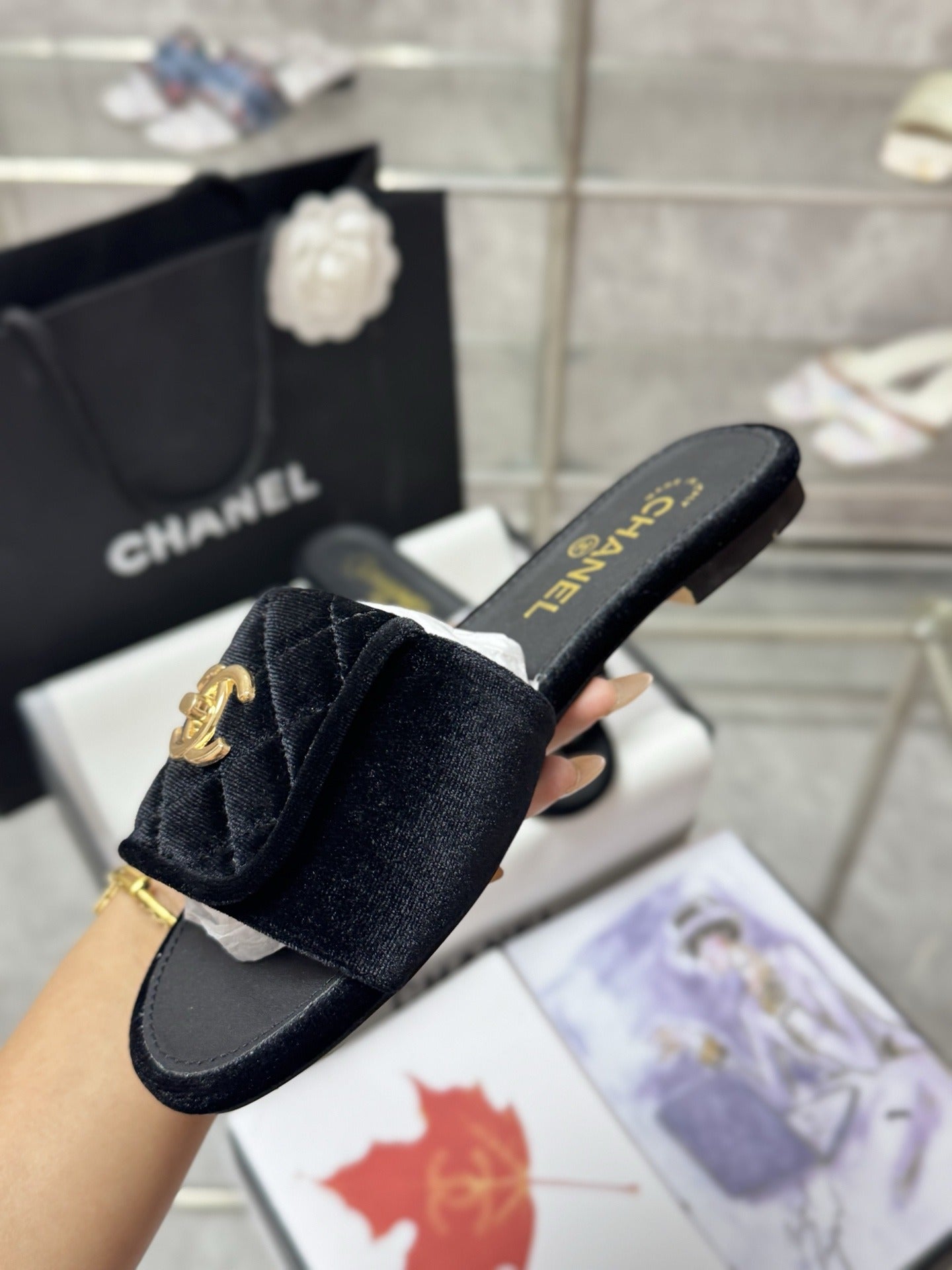 Chanel Lambskin Leather Slides