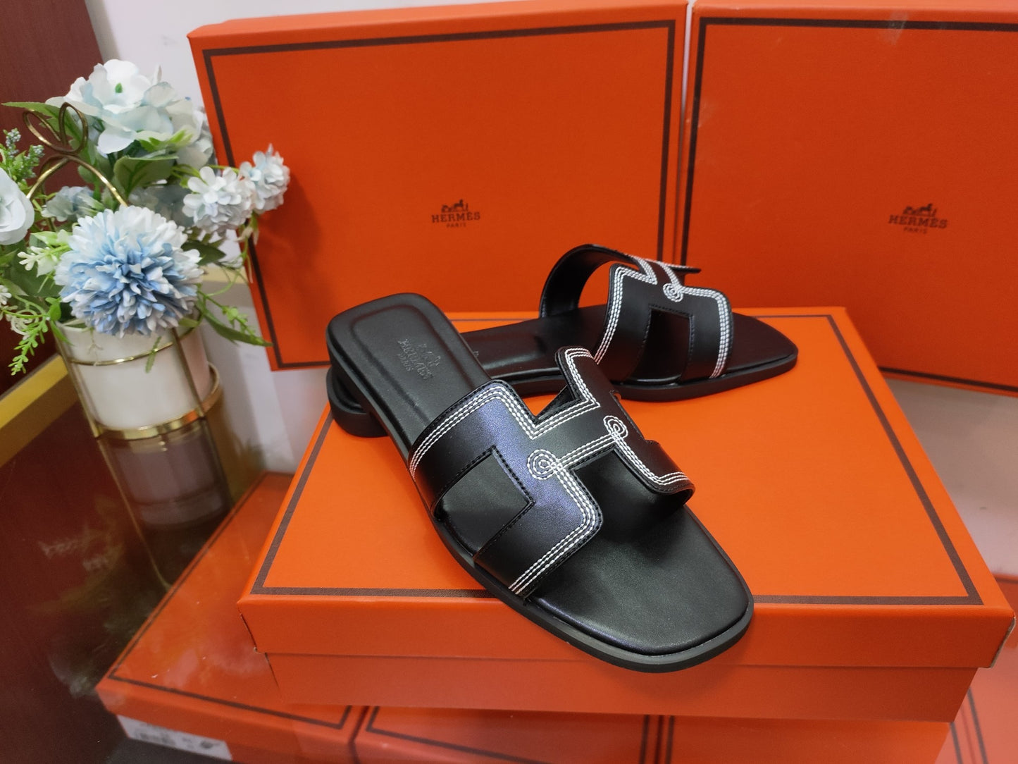 Hermes Leather Slides