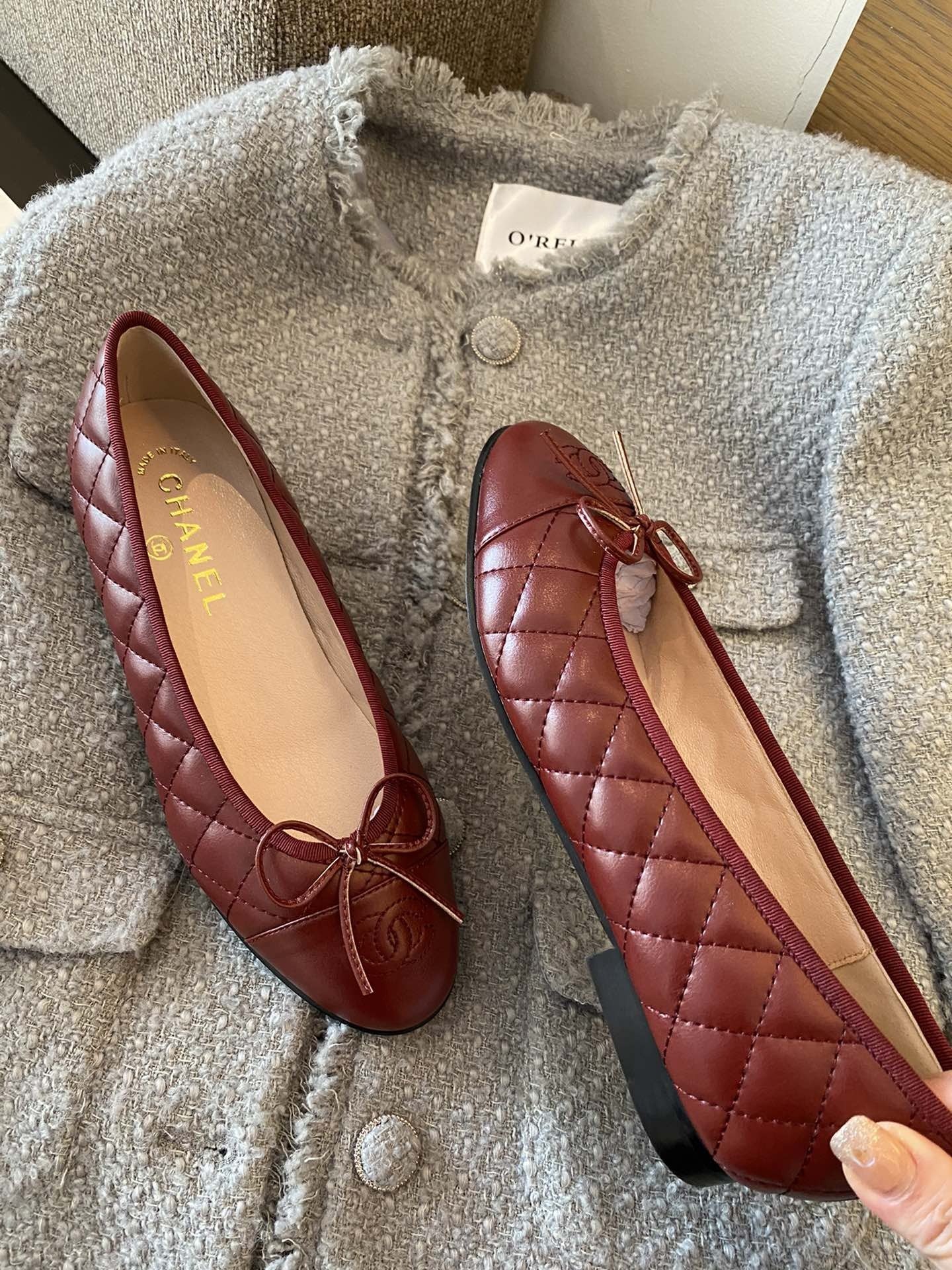 Chanel Leather Bow Ballet Flats
