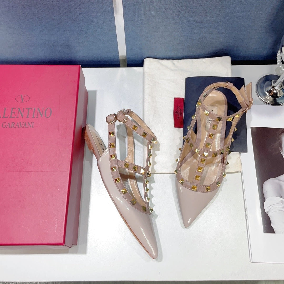 Valentino Lambskin Leather Pointed Toe Sandals