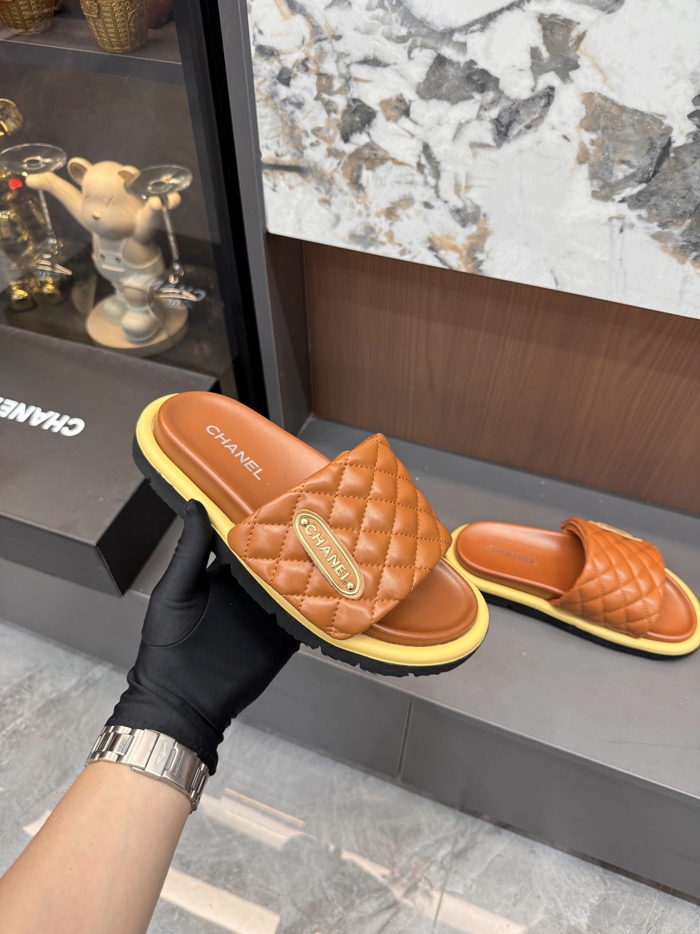 Chanel Lambskin Leather Slides