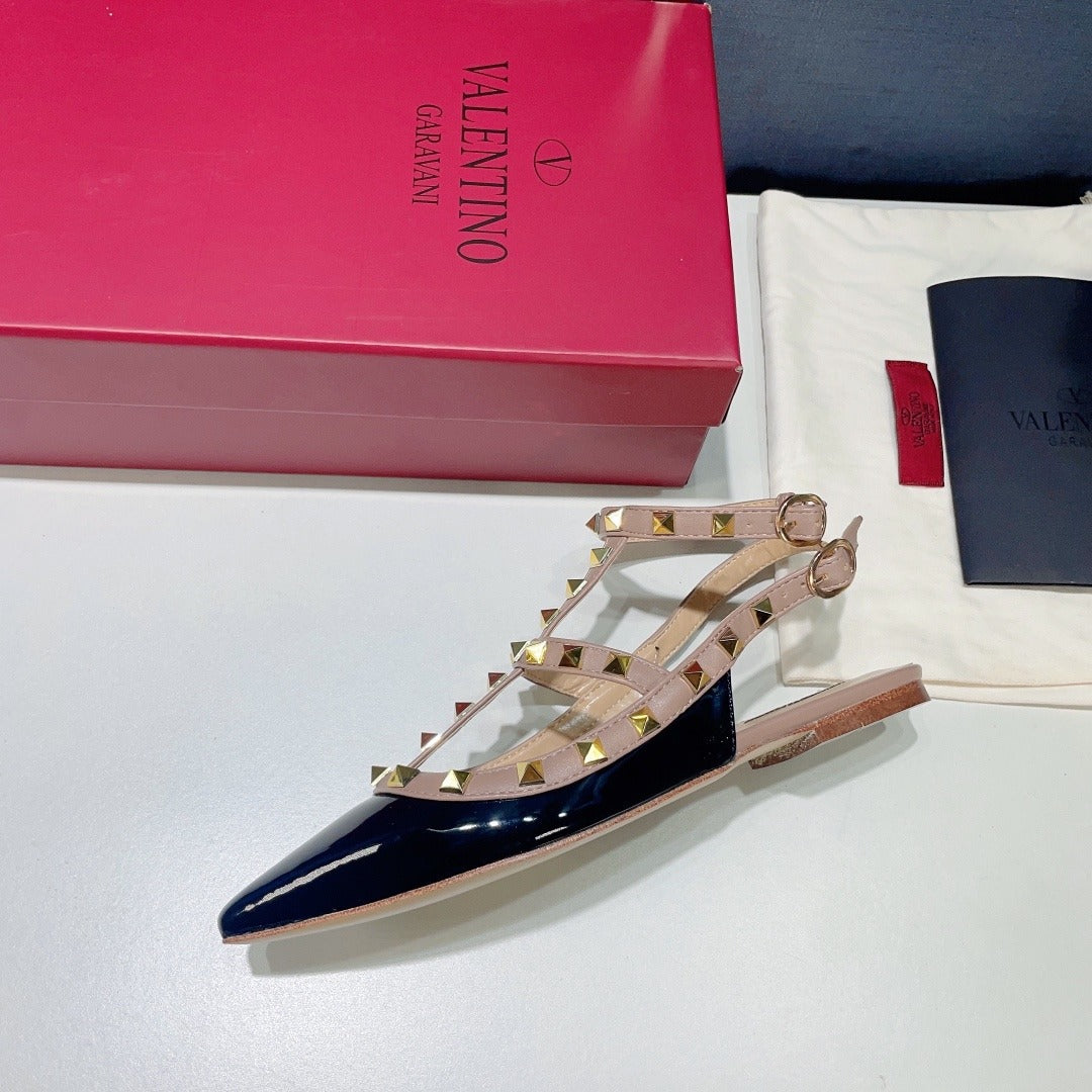 Valentino Lambskin Leather Pointed Toe Sandals