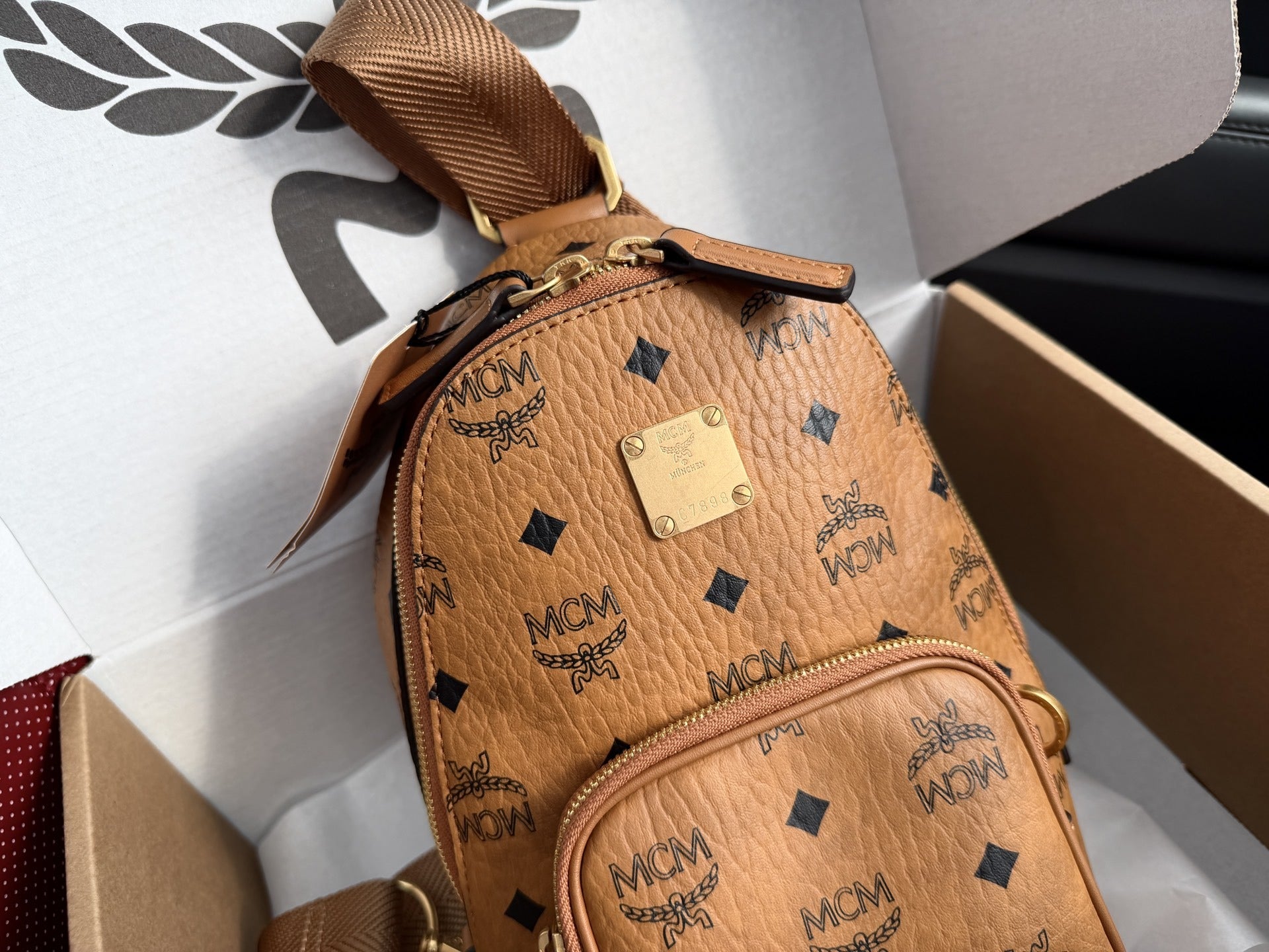 MCM Leather Logo Crossbody Bag