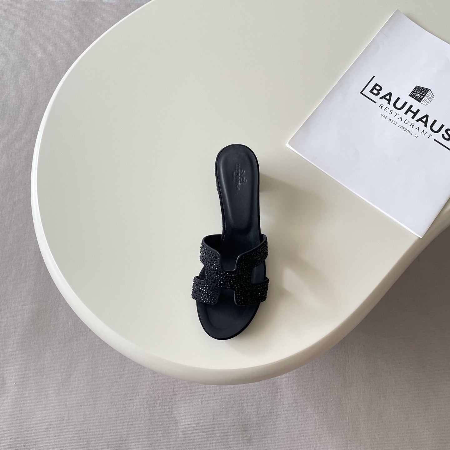 Hermes Leather Crystal Slides