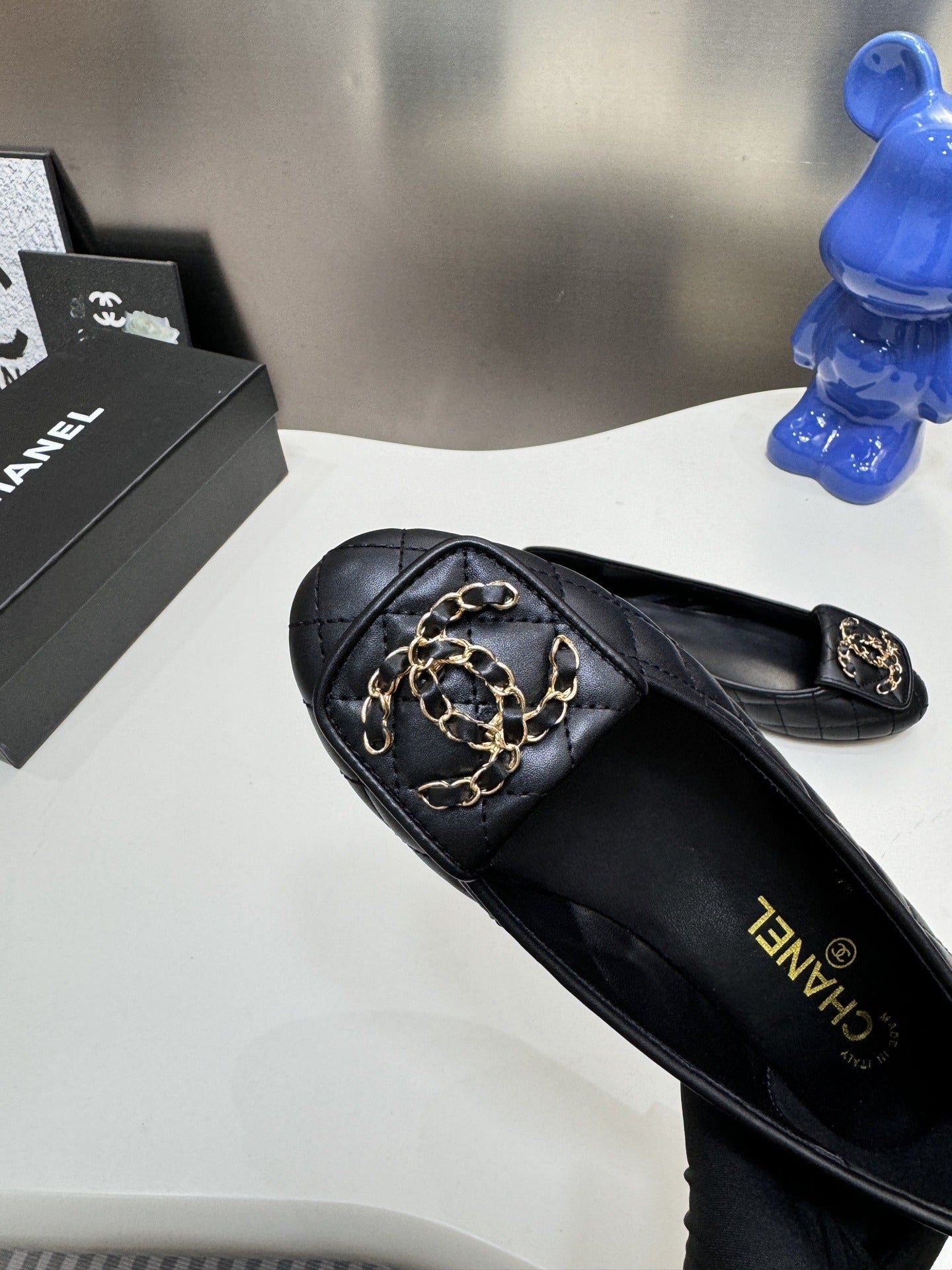 Chanel Lambskin Leather Chain Ballet Flats