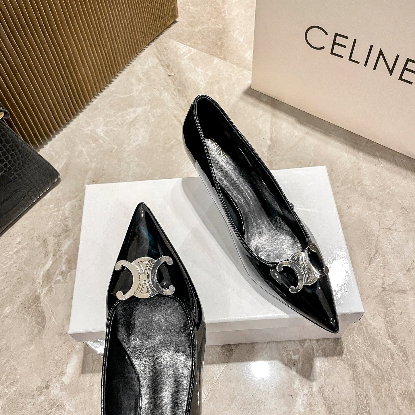 Celine Calfskin Leather Pointed Toe Heels