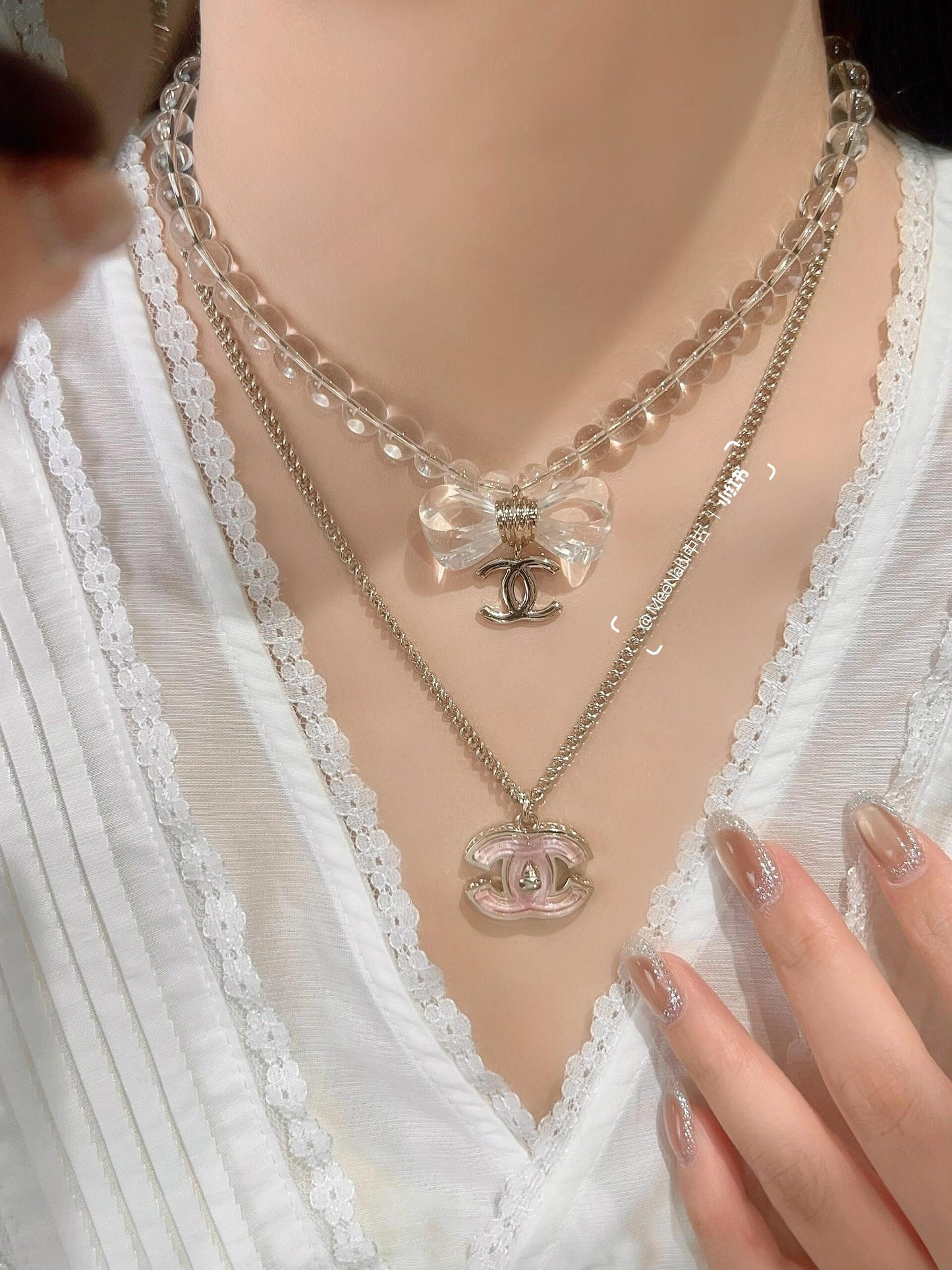 Chanel Pink Brass Necklace