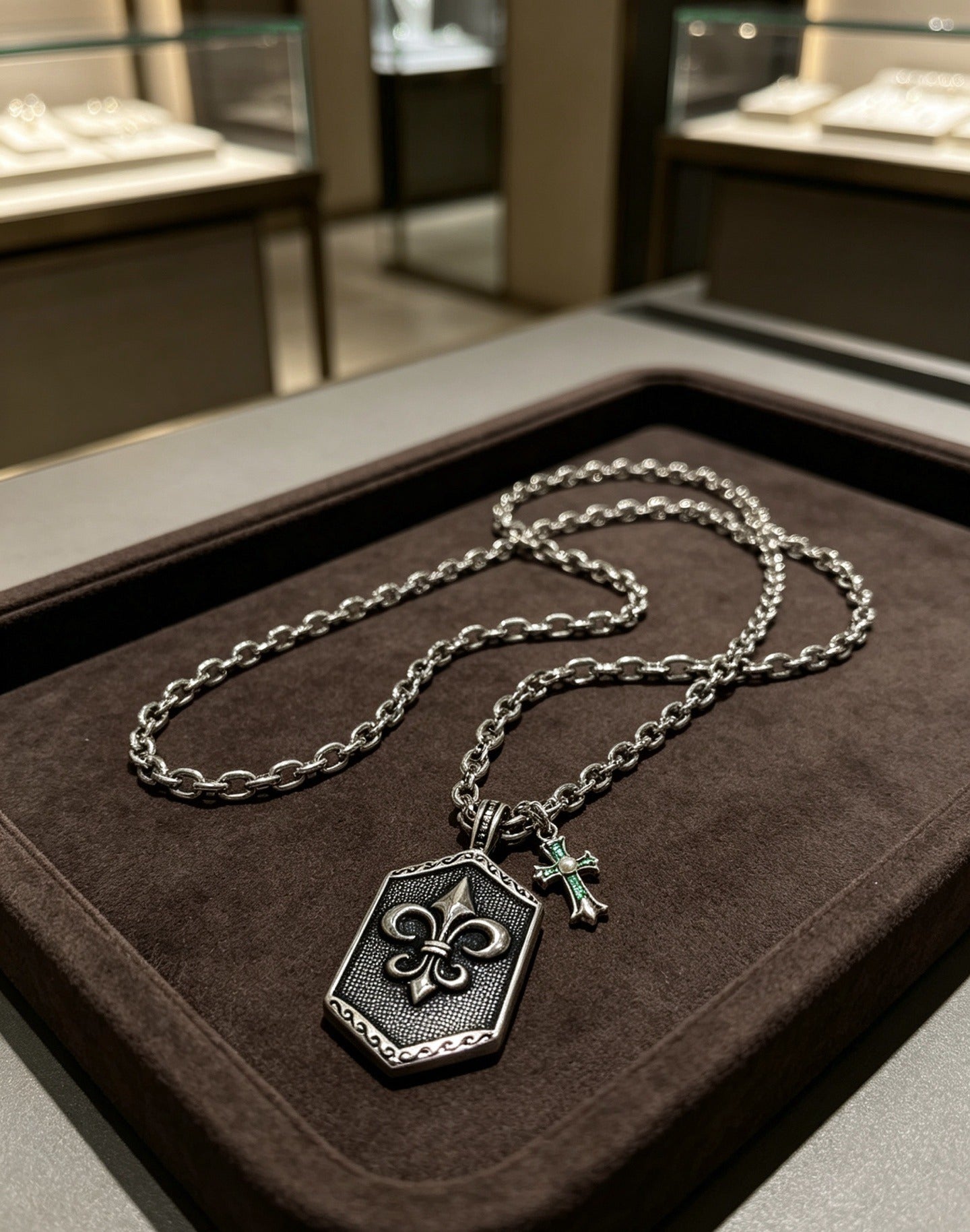 Chrome Hearts Sterling Silver Cross Necklace