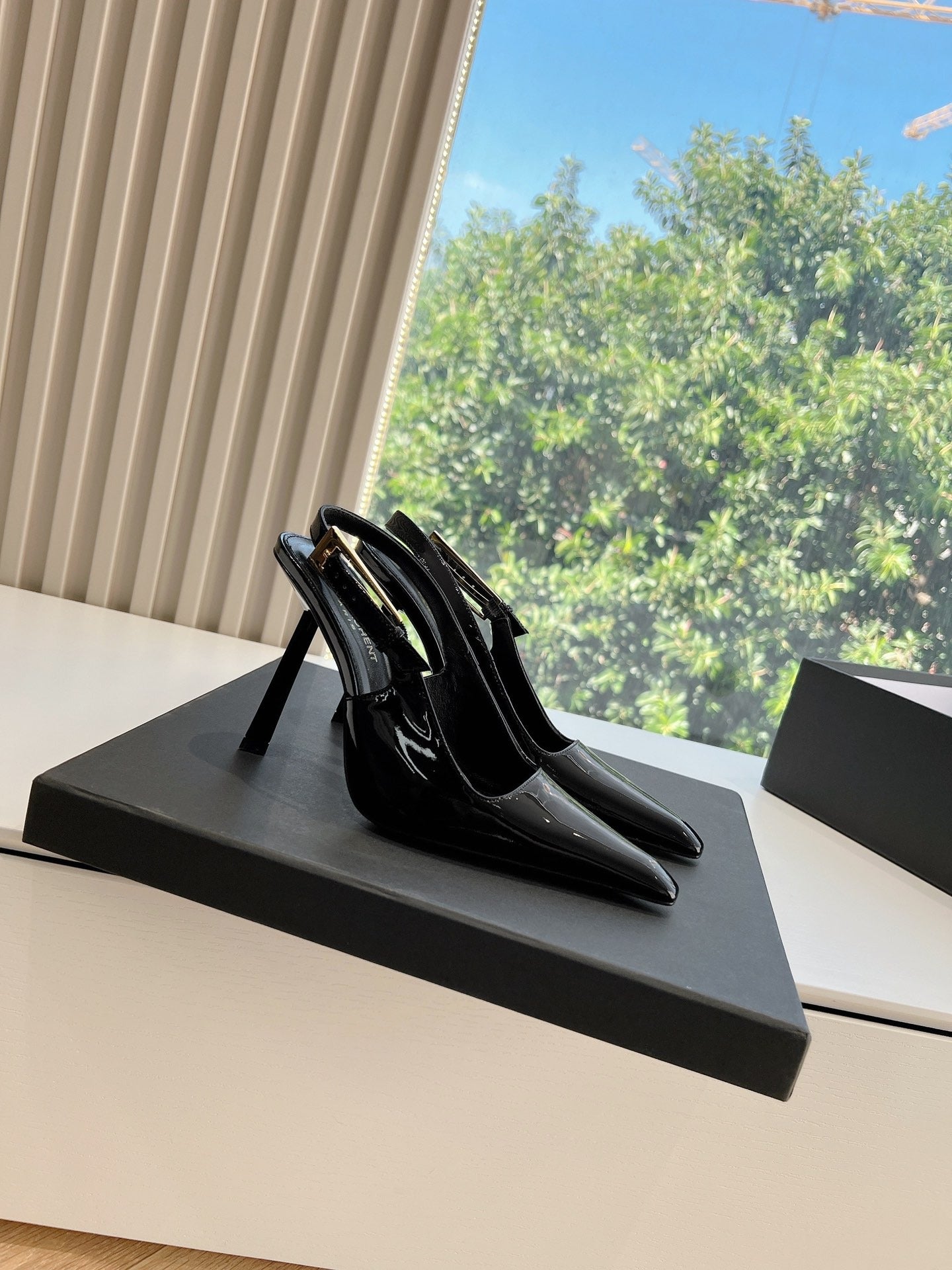 Saint Laurent Patent Leather Chain Heels