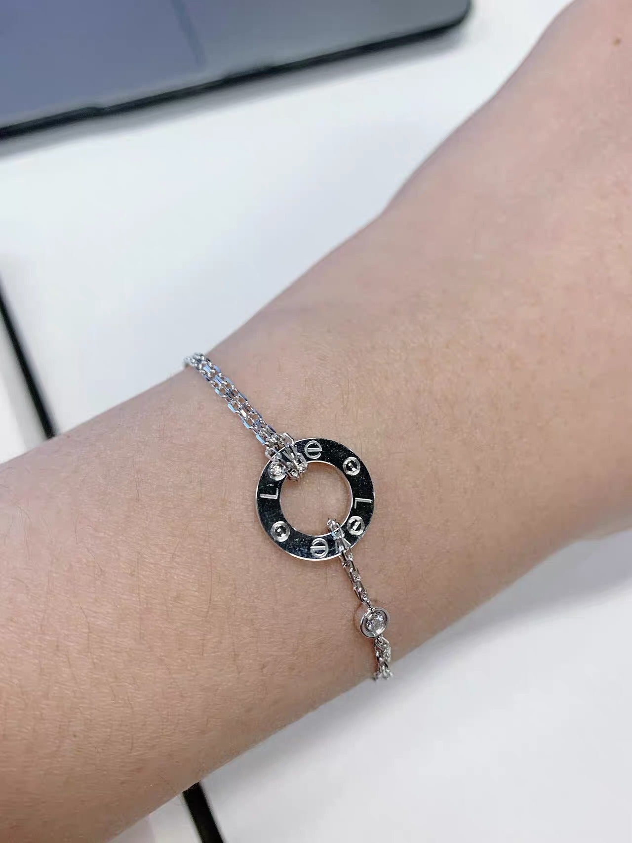 Cartier Silver Brass Logo Bracelet