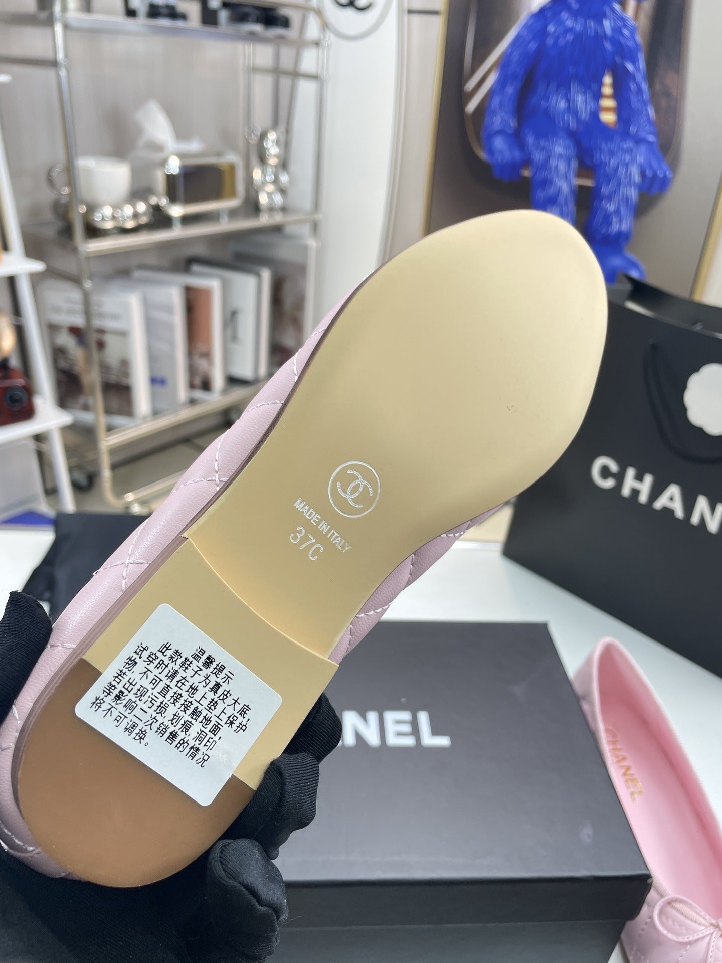 Chanel Lambskin Leather Bow Ballet Flats