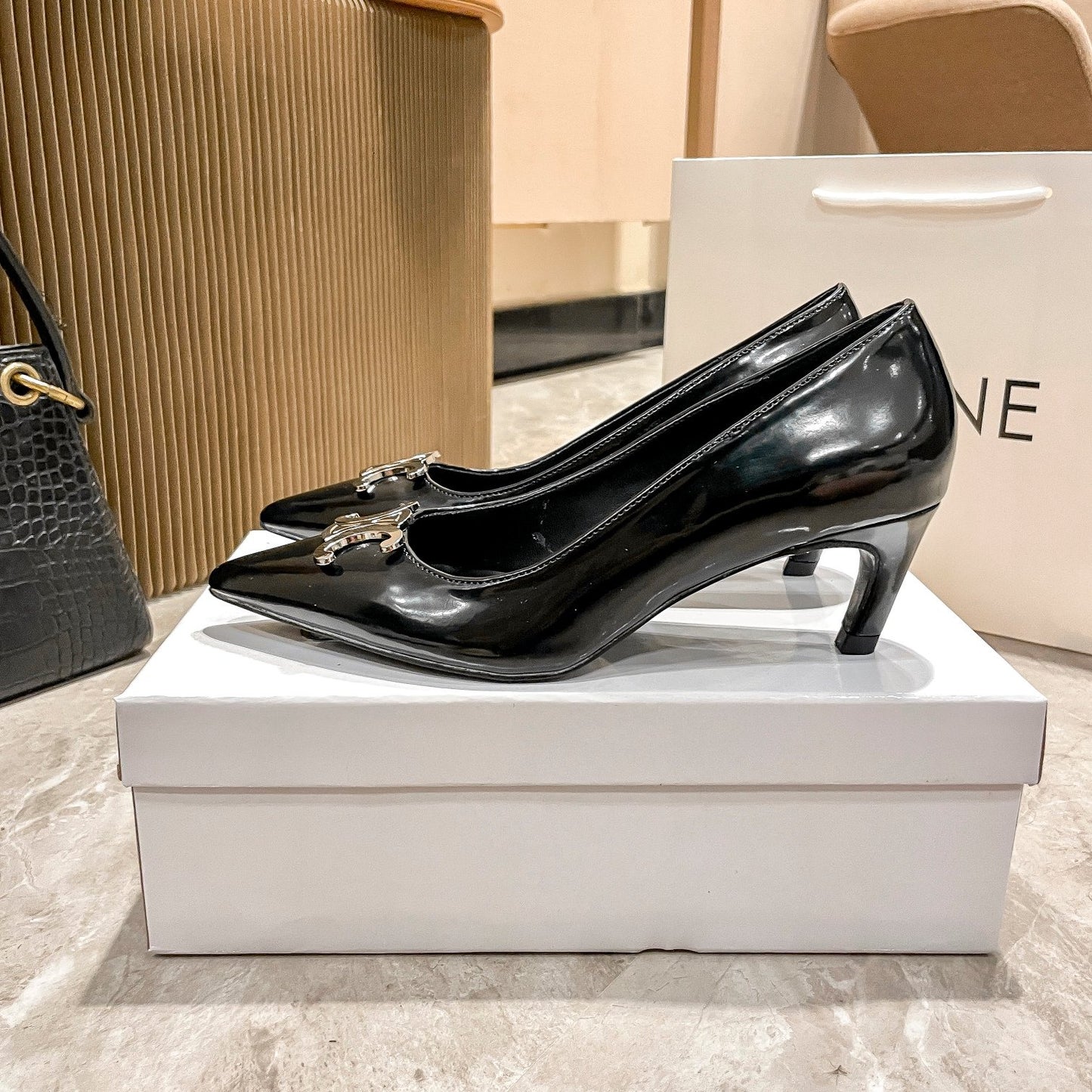Celine Calfskin Leather Pointed Toe Heels