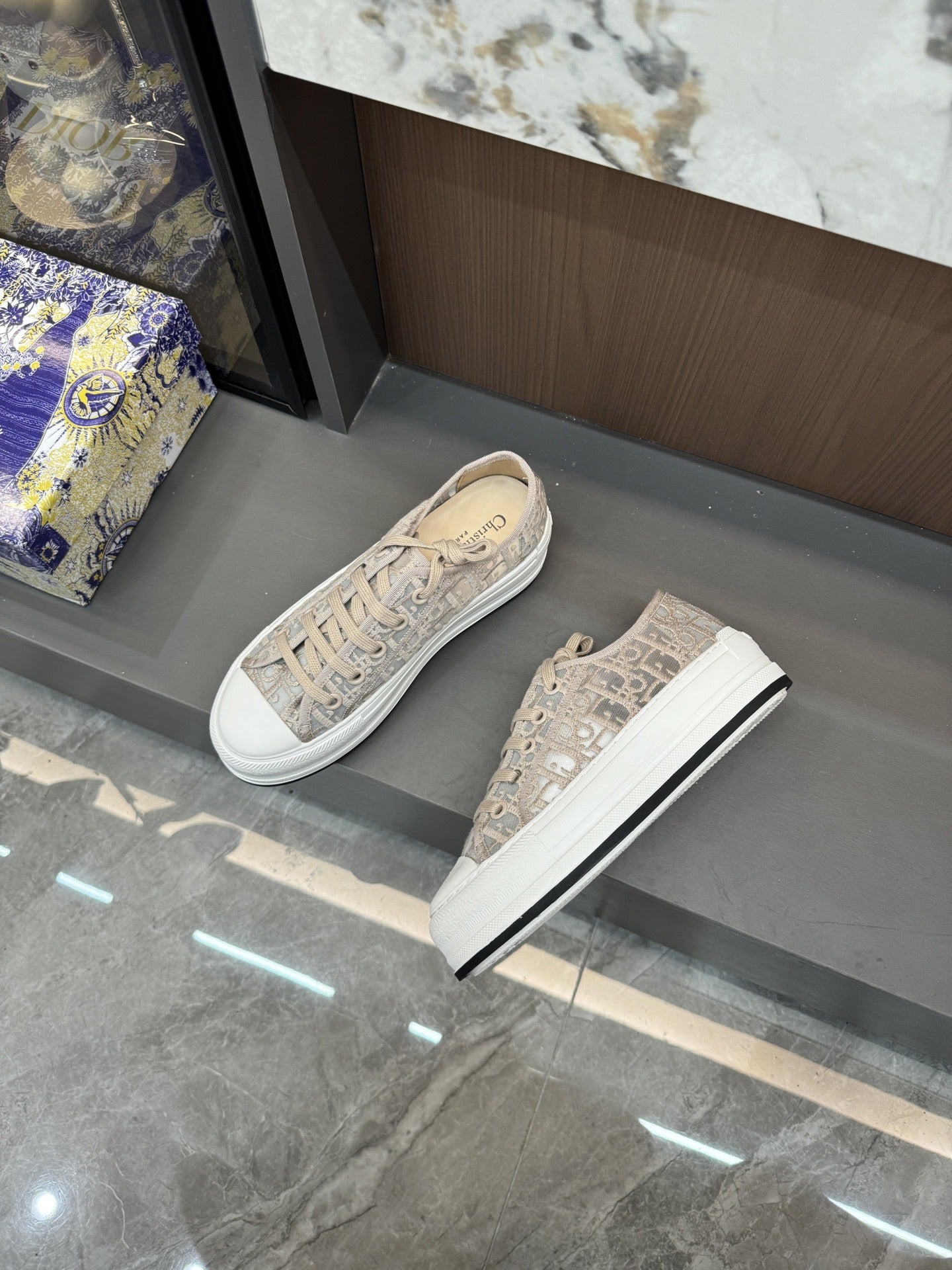 Dior Women Cotton & Lambskin Leather Embroidered Shoes