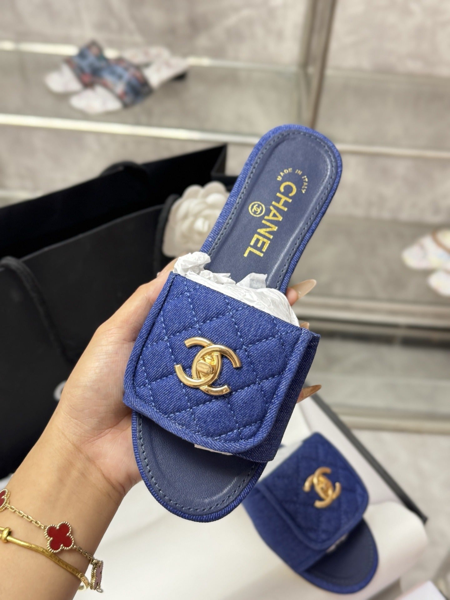 Chanel Lambskin Leather Slides