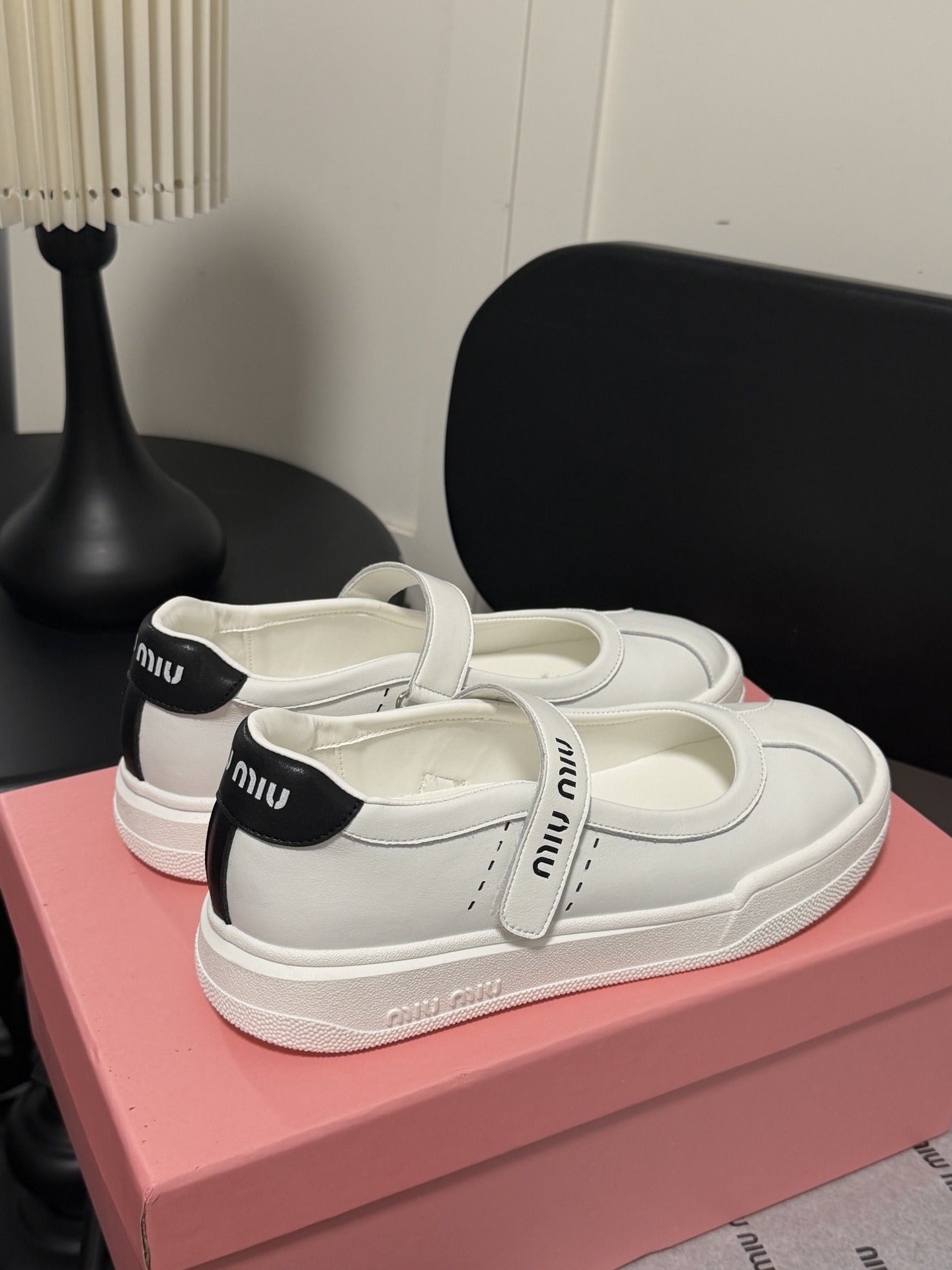Miu Miu White Leather Logo Sneakers