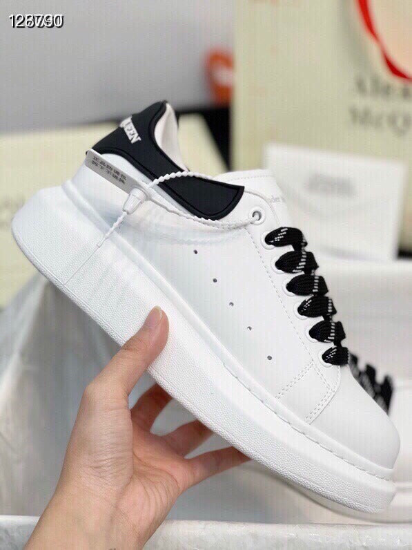 Alexander McQueen Women White Lambskin Leather Logo Sneakers