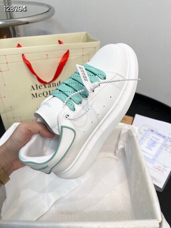 Alexander McQueen Women White Lambskin Leather Logo Sneakers