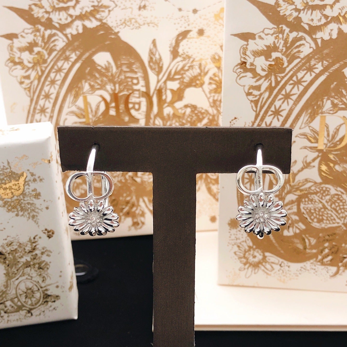 Dior Brass Sunburst Earrings