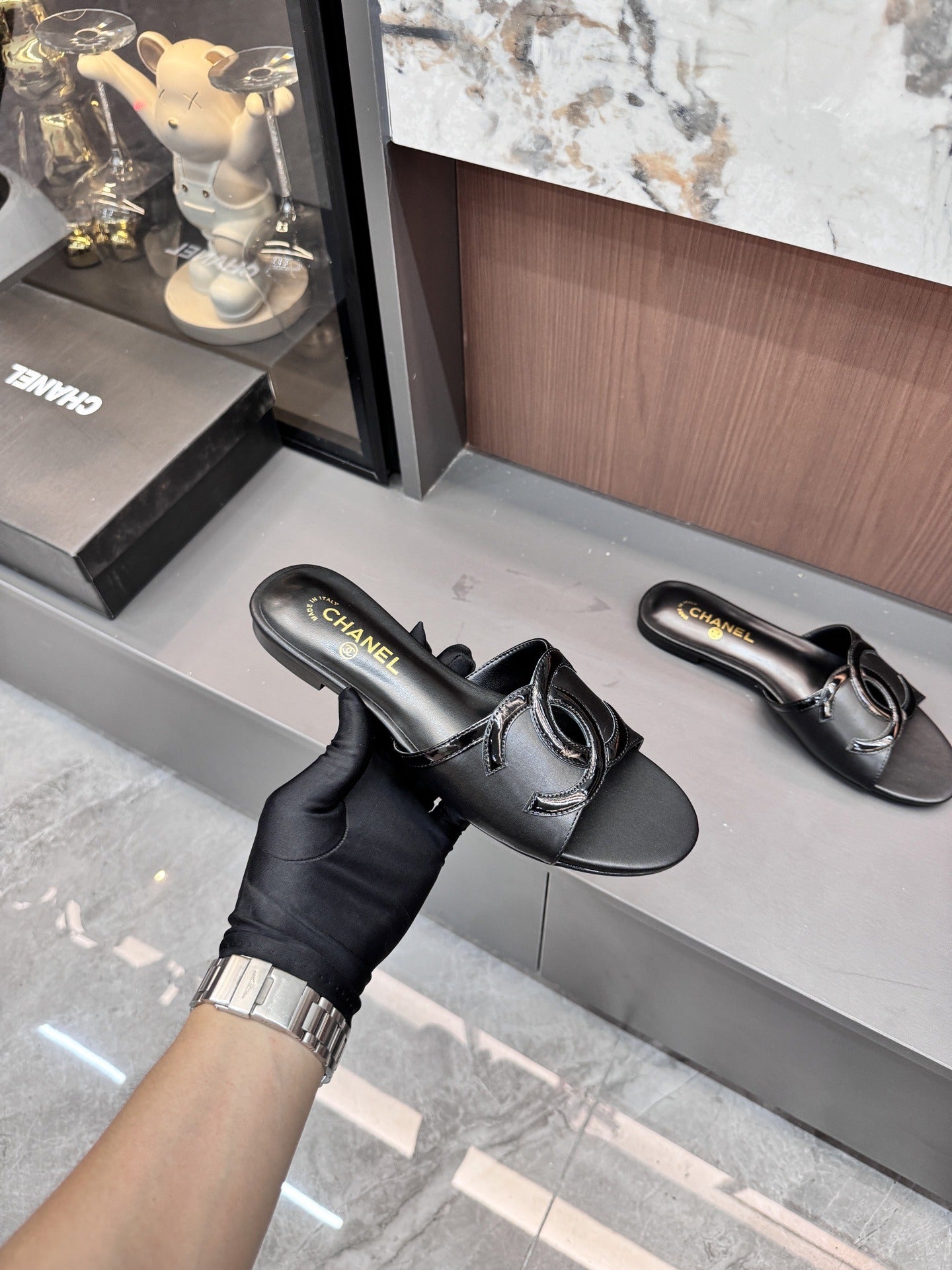 Chanel Lambskin Leather Openwork Slides