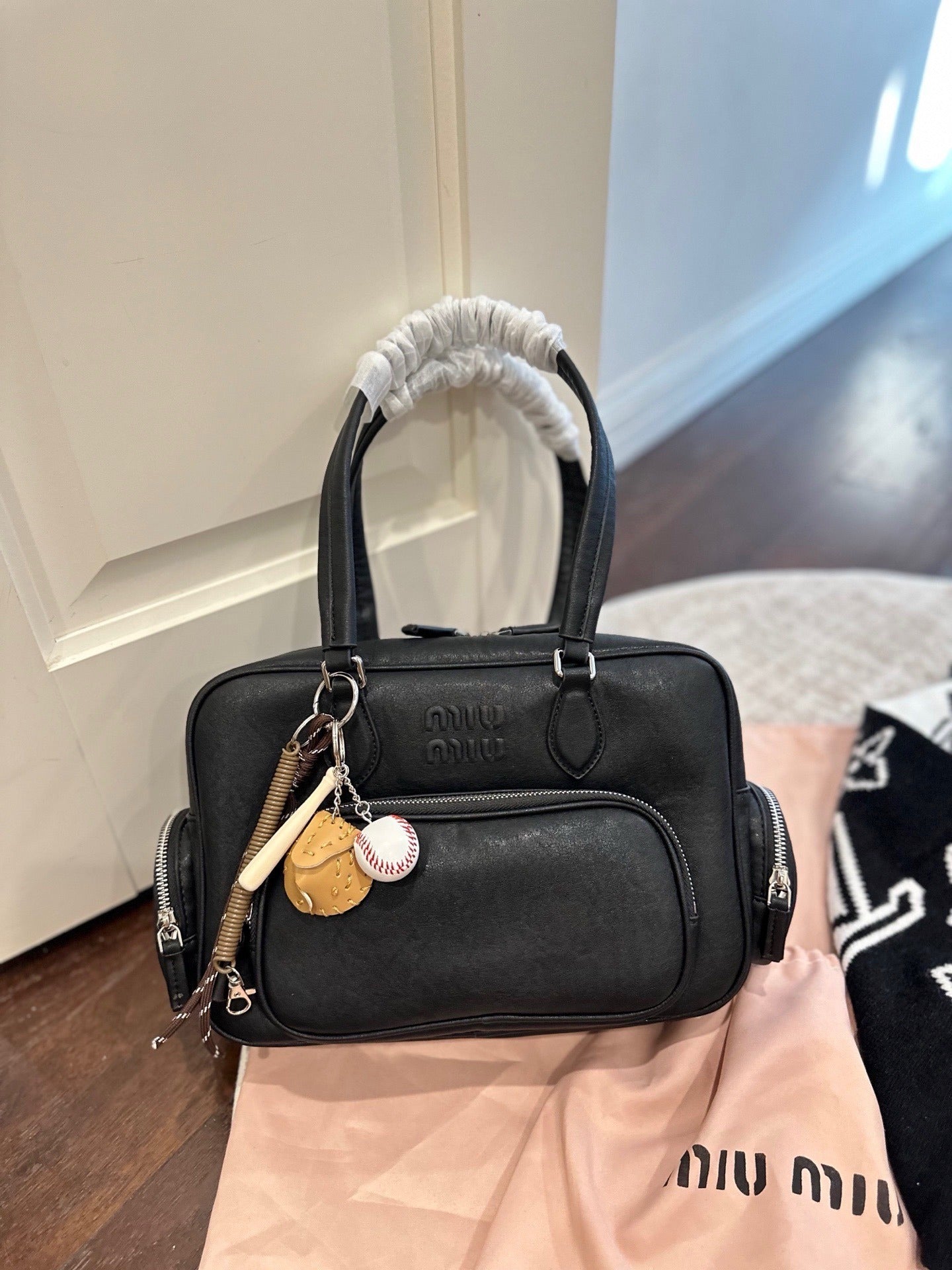 Miu Miu Lambskin Leather & Cotton Crossbody Bag