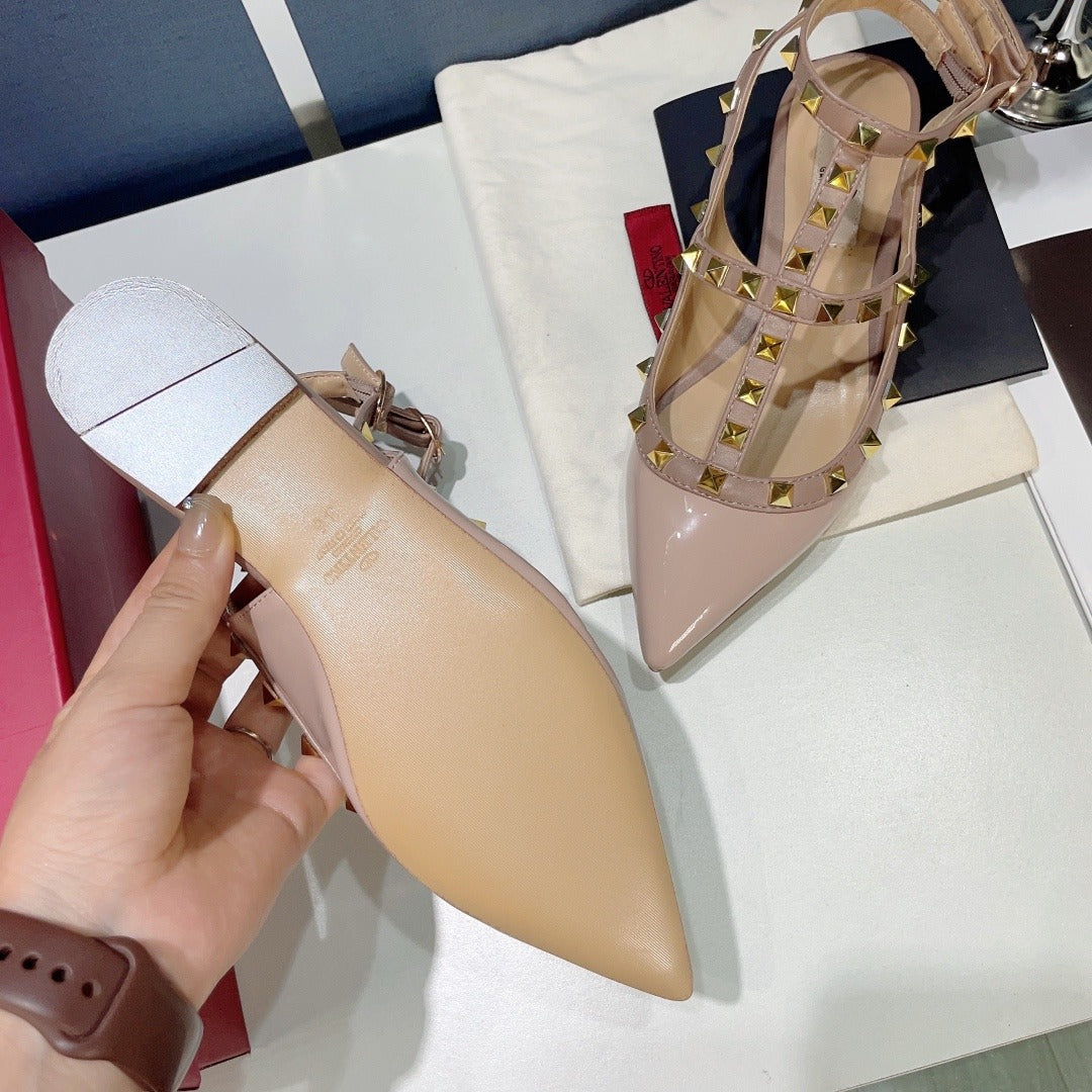 Valentino Lambskin Leather Pointed Toe Sandals