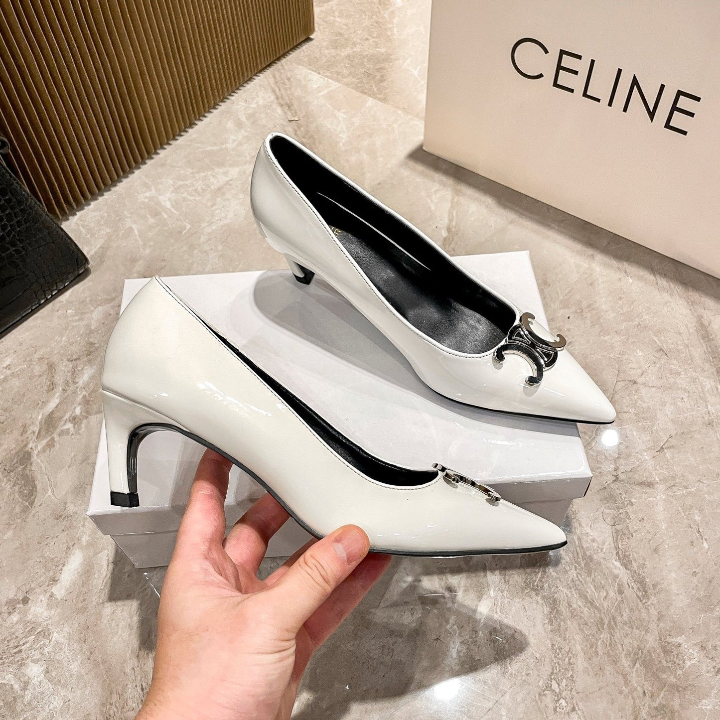 Celine Calfskin Leather Pointed Toe Heels