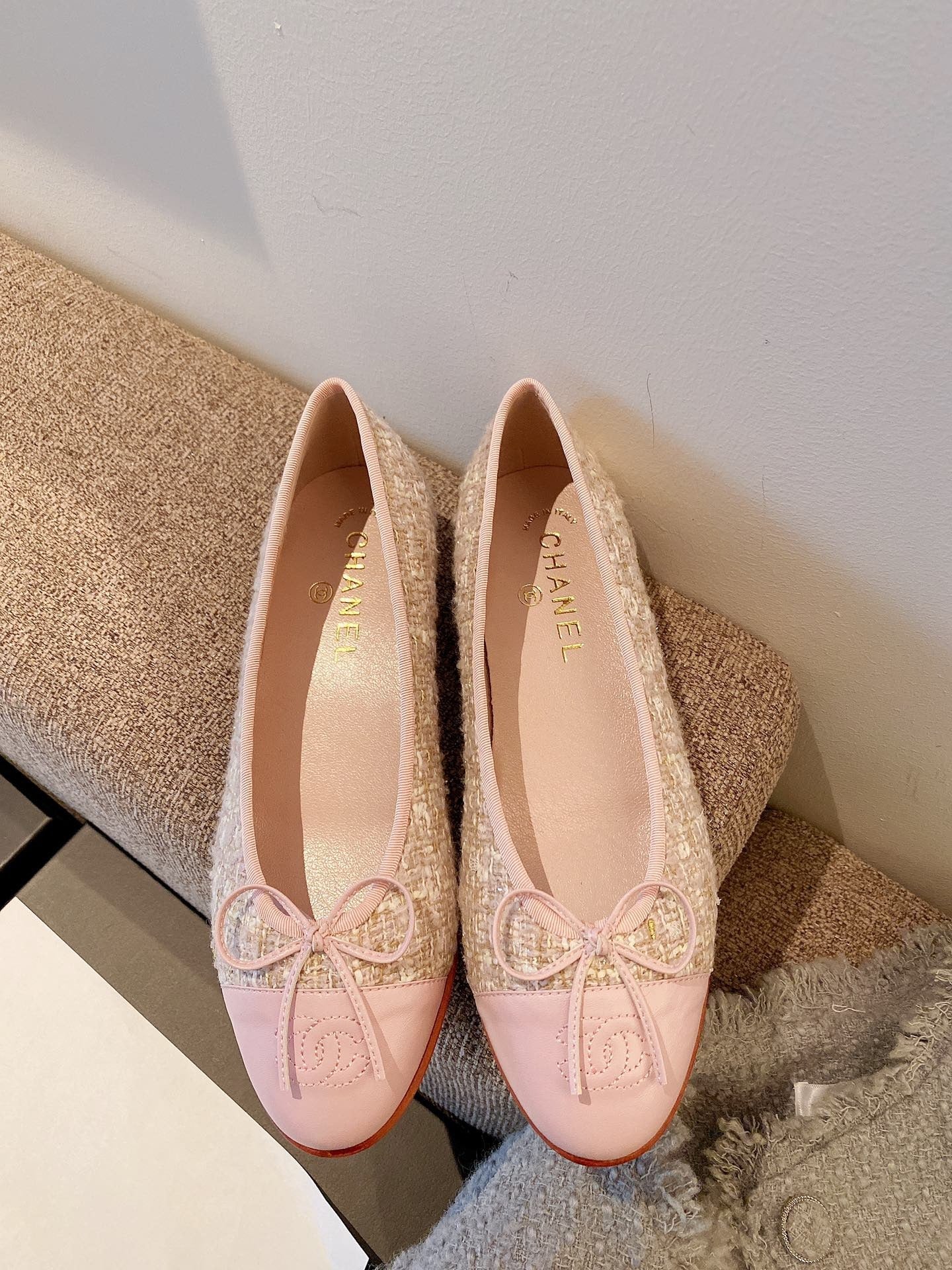 Chanel Leather Bow Ballet Flats