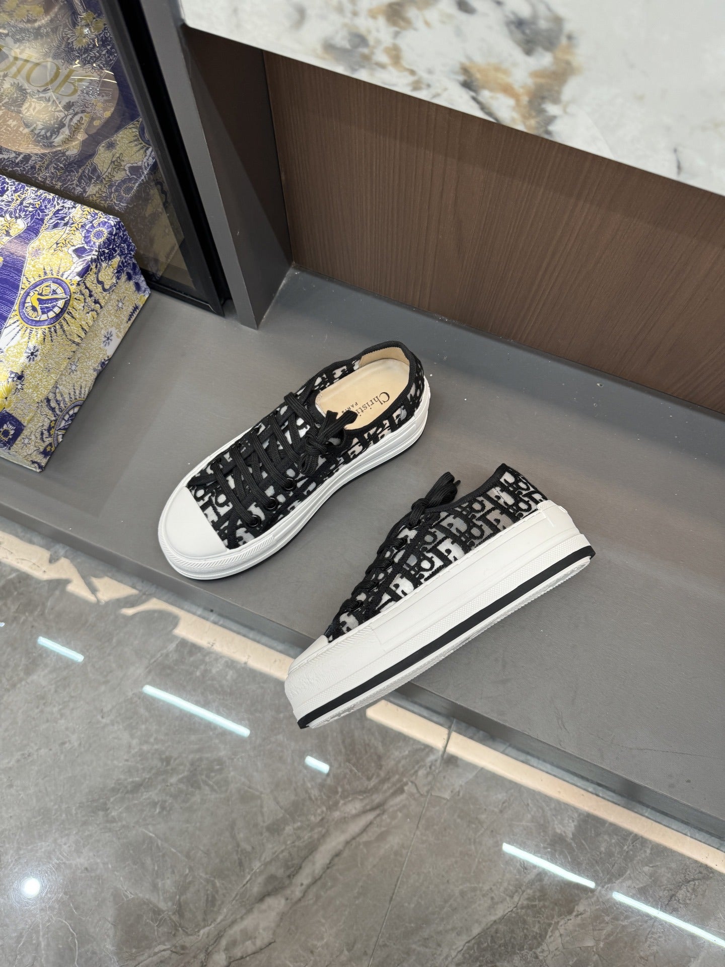 Dior Women Cotton & Lambskin Leather Embroidered Shoes