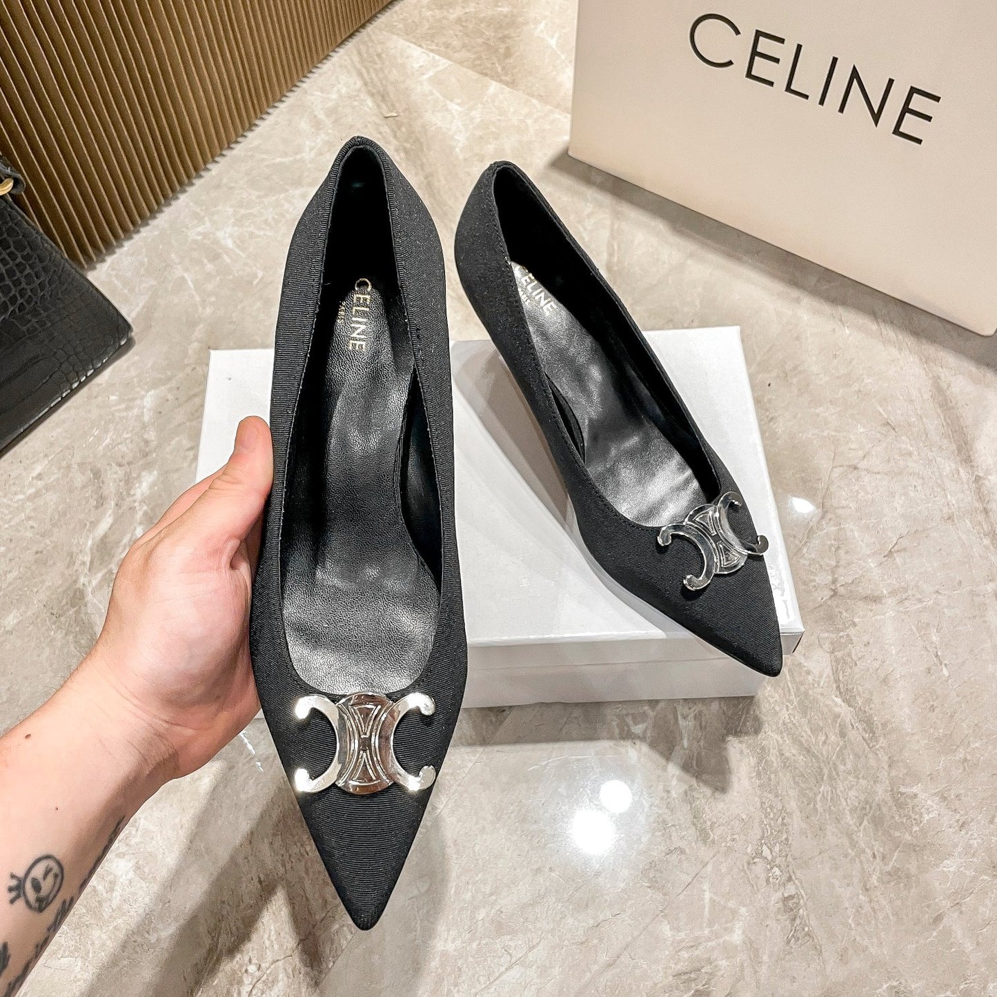Celine Calfskin Leather Pointed Toe Heels