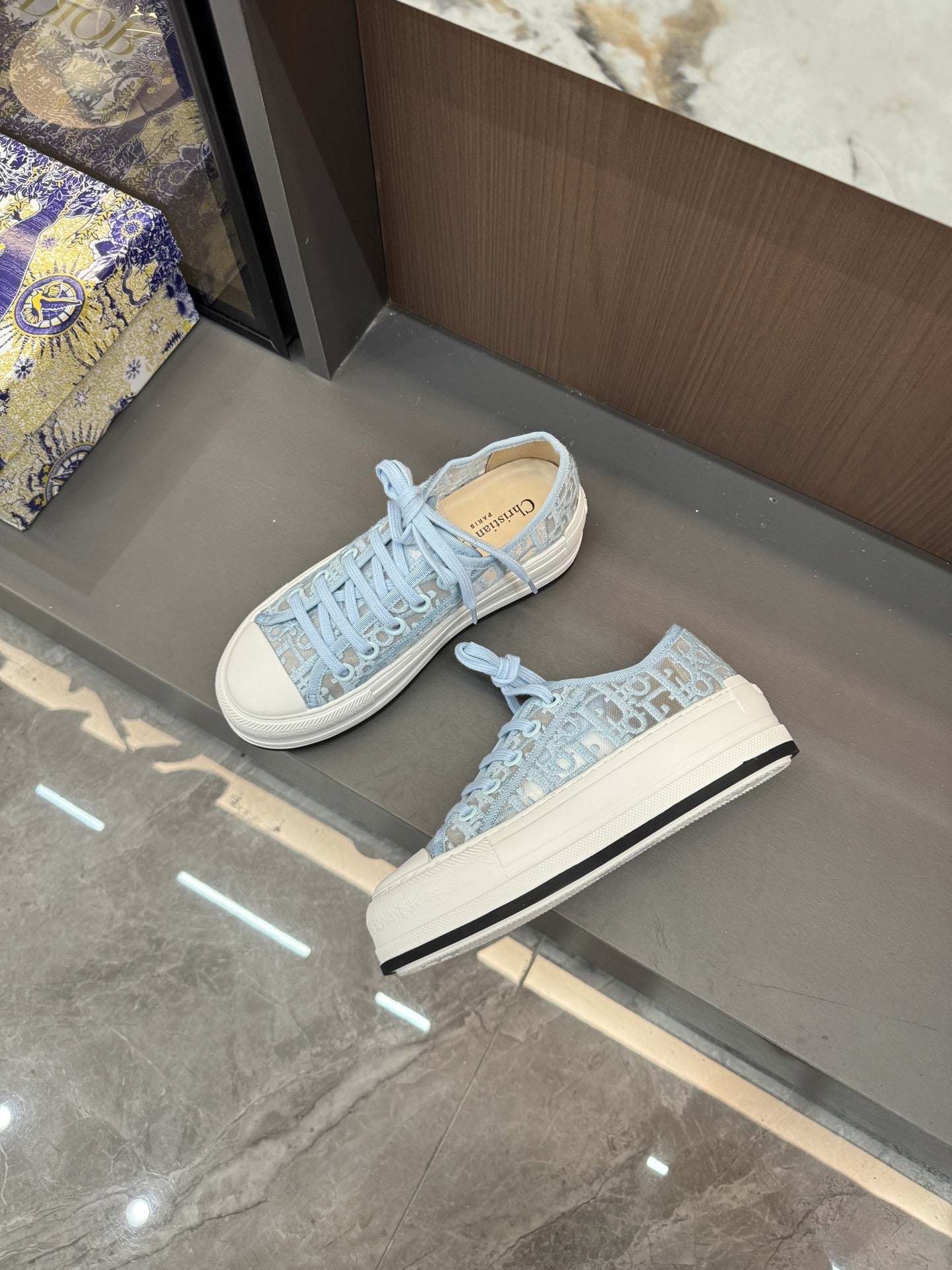 Dior Women Cotton & Lambskin Leather Embroidered Shoes