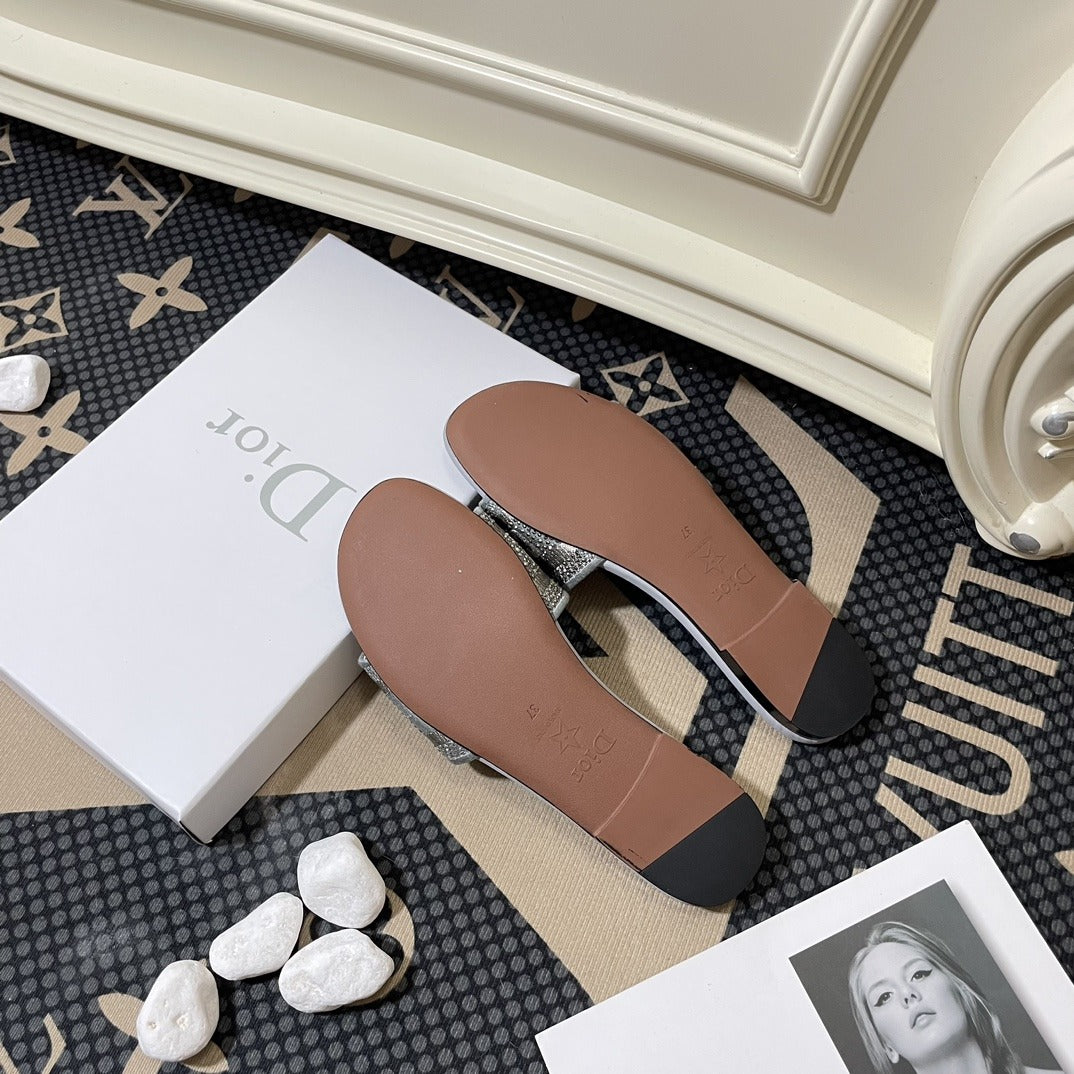 Dior Lambskin Leather Embroidered Slides