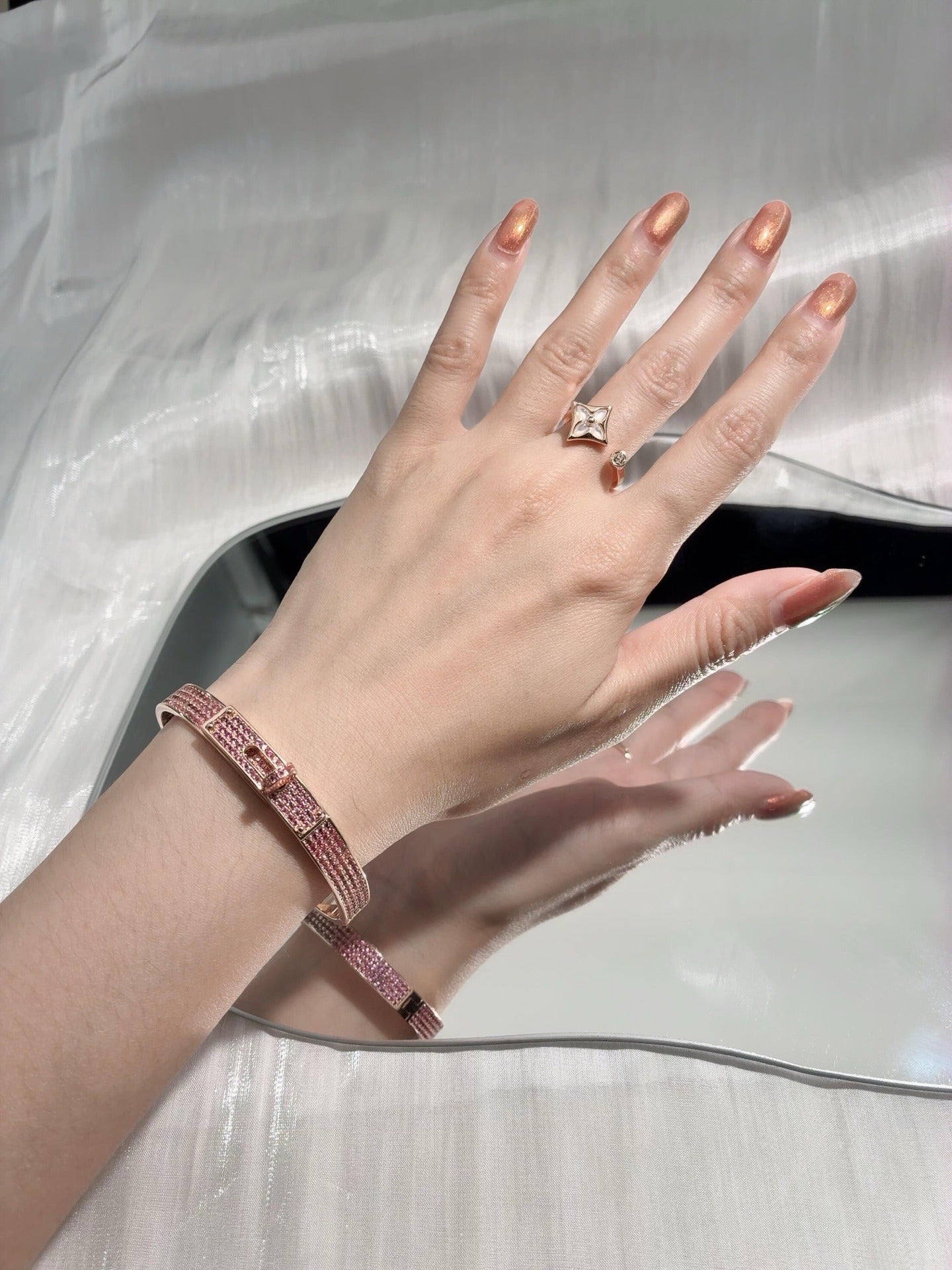 Hermes Purple Brass Pave Bracelet