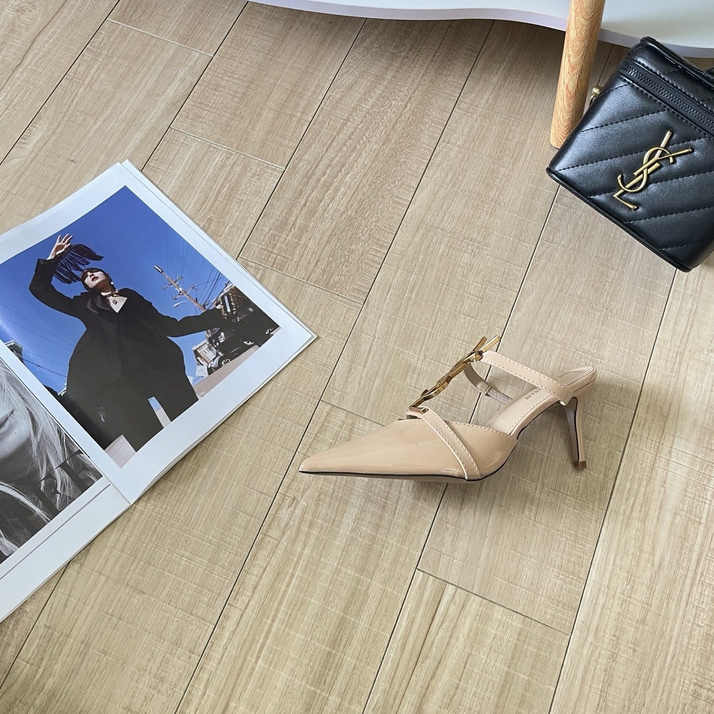 Saint Laurent Lambskin Leather Logo Sandals