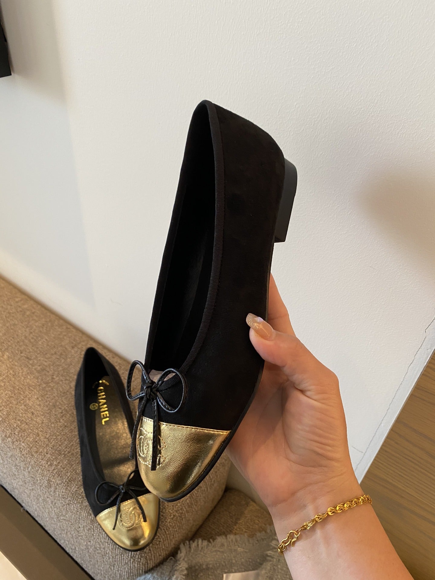 Chanel Leather Bow Ballet Flats