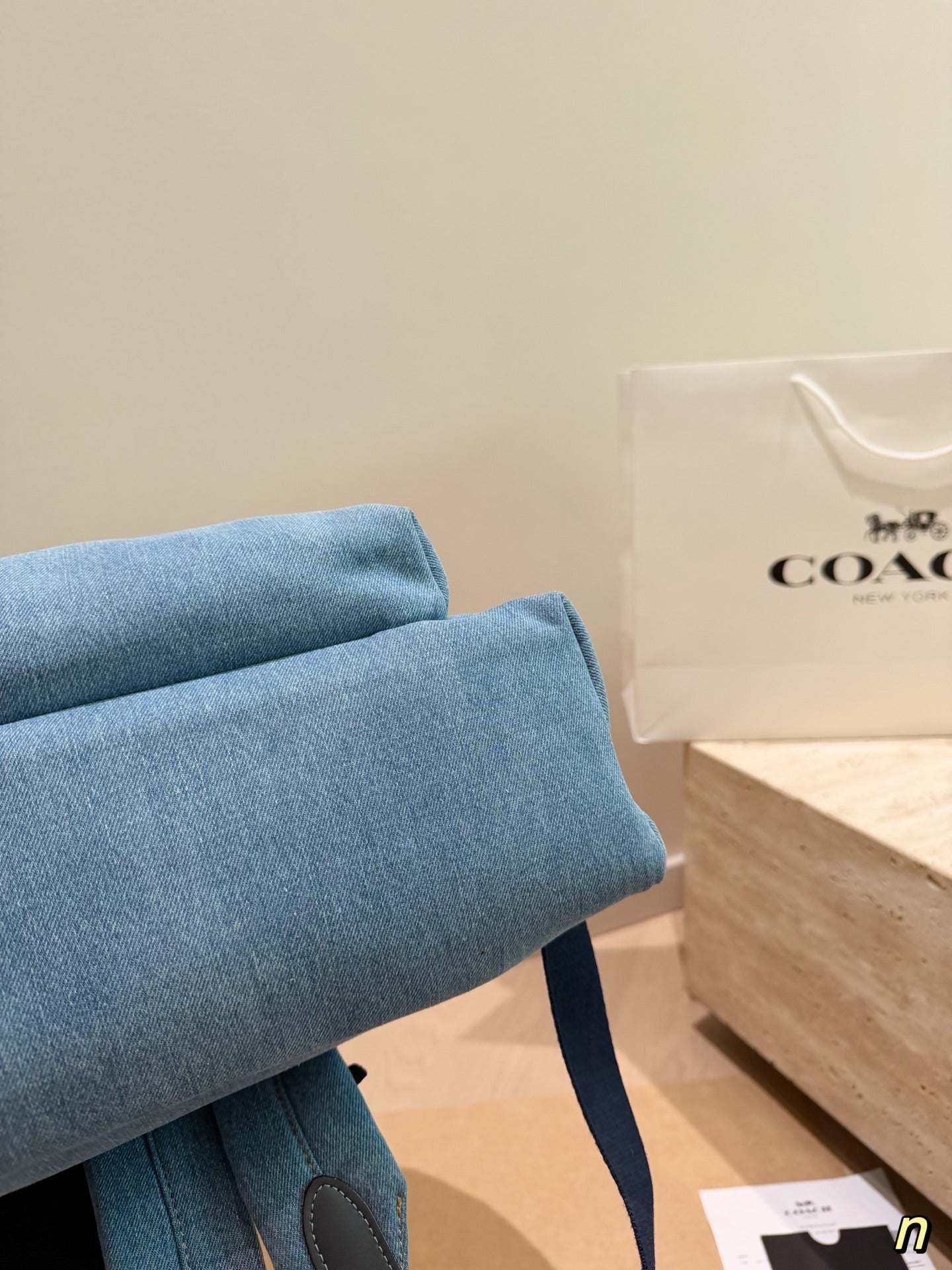 Coach Gray Denim Logo Backpack