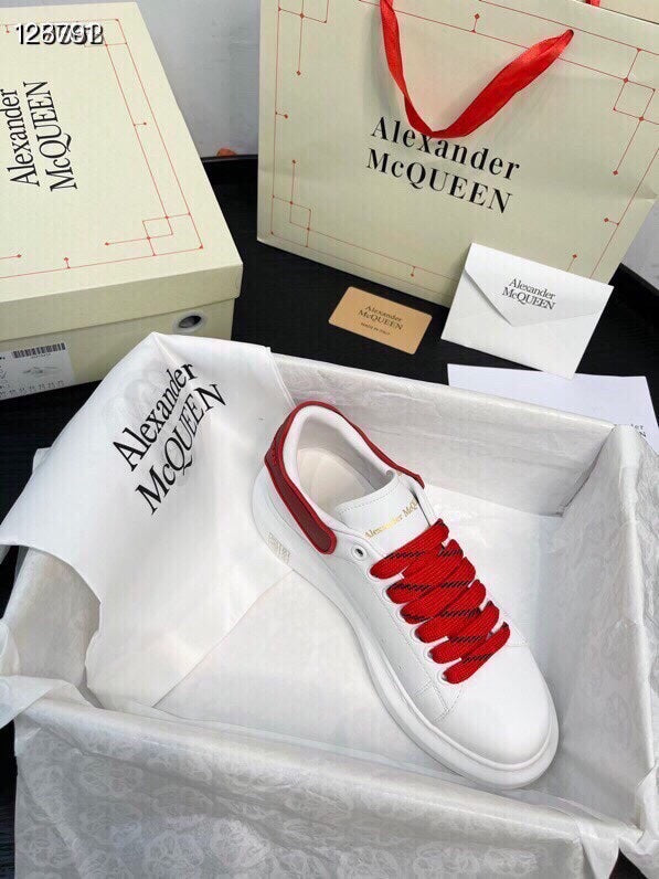 Alexander McQueen Women White Lambskin Leather Logo Sneakers