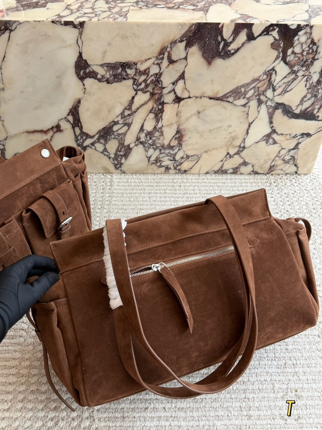 Prada Leather Logo Tote Bag