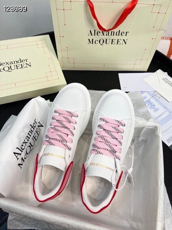 Alexander McQueen Women White Lambskin Leather Logo Sneakers