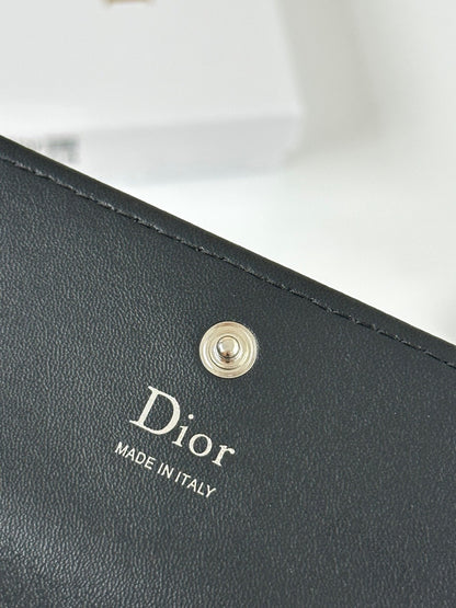 Dior Black Lambskin Leather Lady Dior Wallet